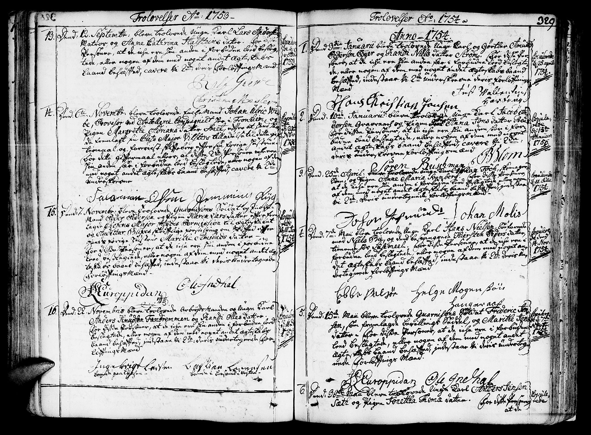 Ministerialprotokoller, klokkerbøker og fødselsregistre - Sør-Trøndelag, SAT/A-1456/602/L0103: Parish register (official) no. 602A01, 1732-1774, p. 329