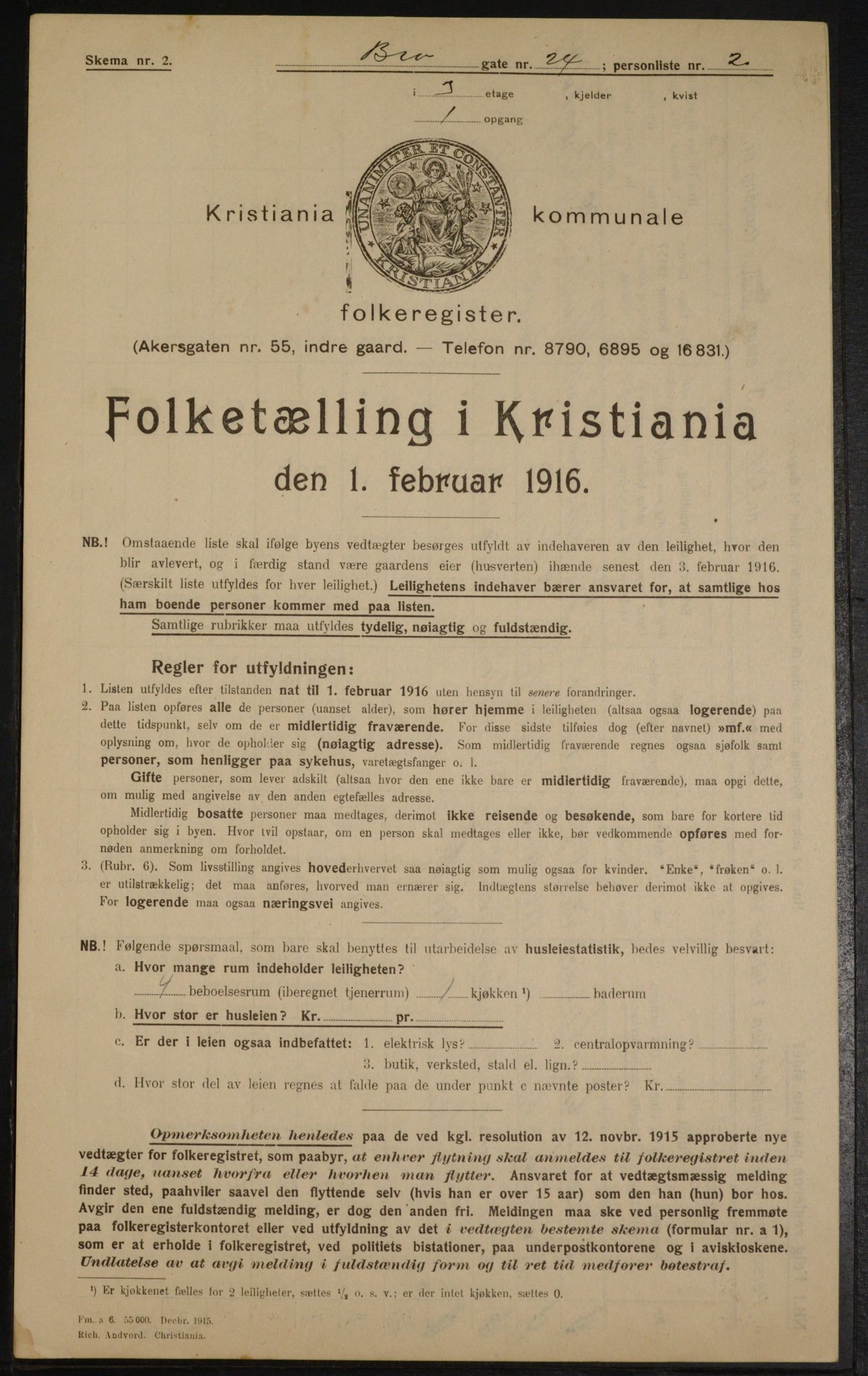 OBA, Municipal Census 1916 for Kristiania, 1916, p. 10110