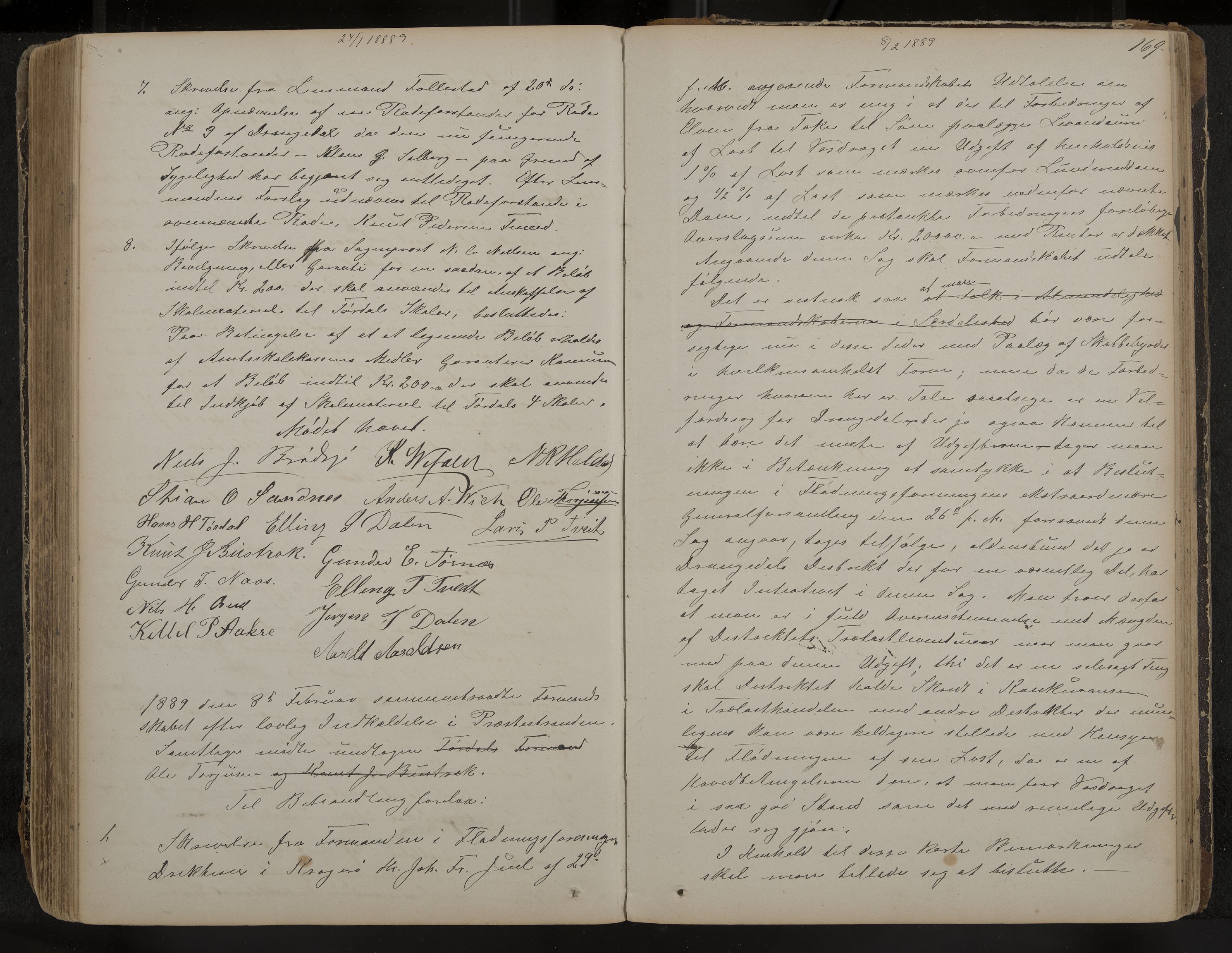 Drangedal formannskap og sentraladministrasjon, IKAK/0817021/A/L0002: Møtebok, 1870-1892, p. 169