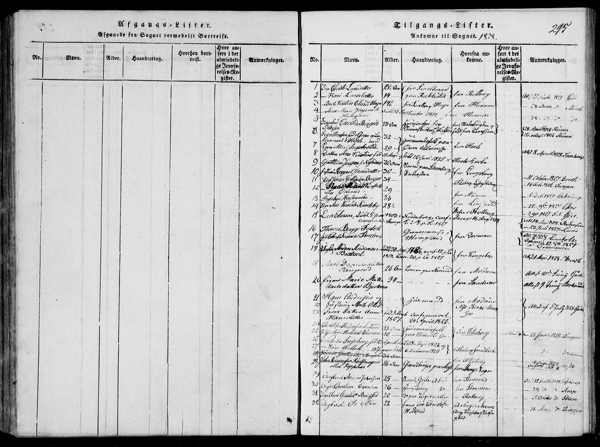 Eiker kirkebøker, SAKO/A-4/F/Fa/L0012: Parish register (official) no. I 12, 1827-1832, p. 295
