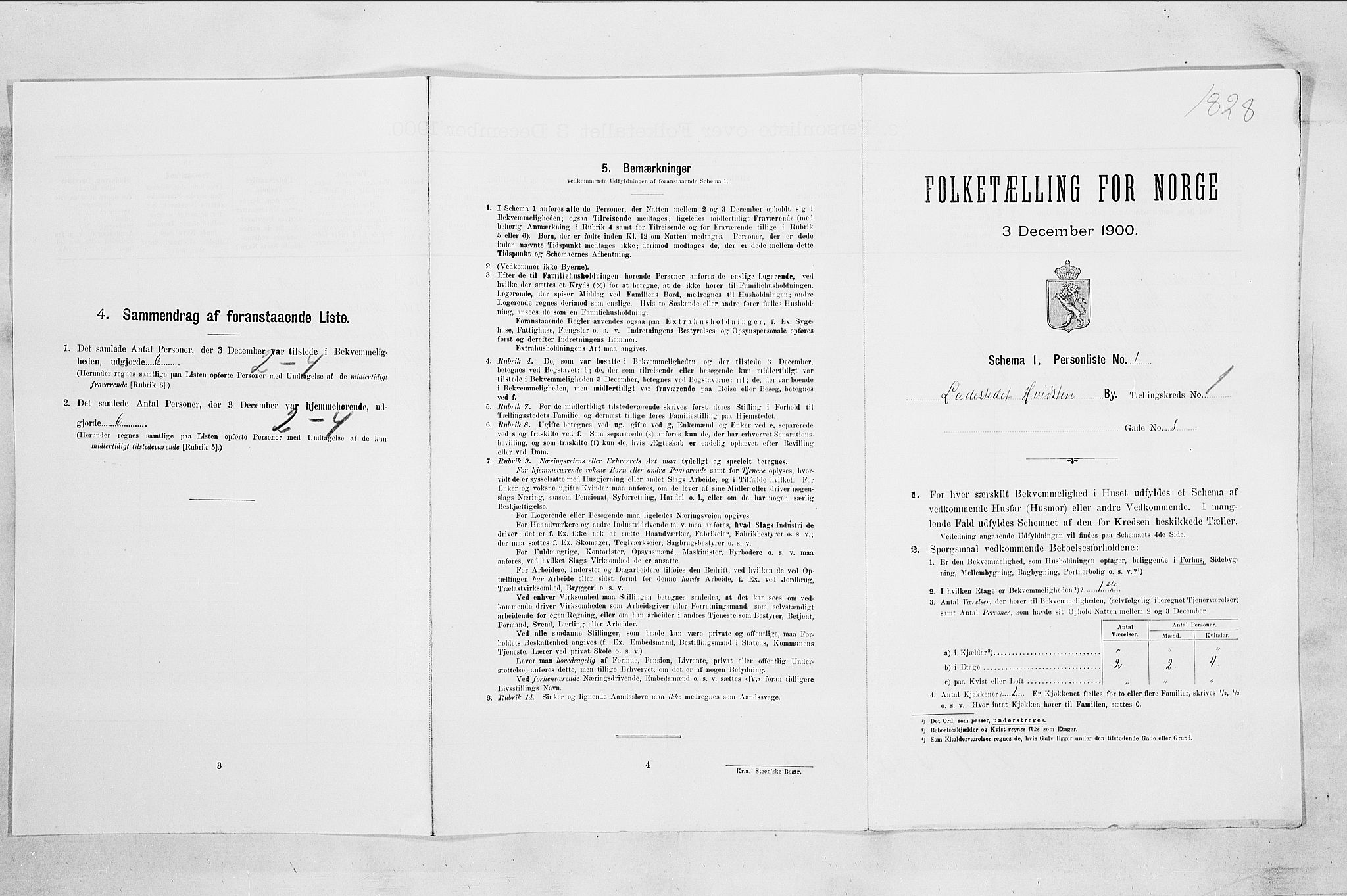 SAO, 1900 census for Hvitsten, 1900