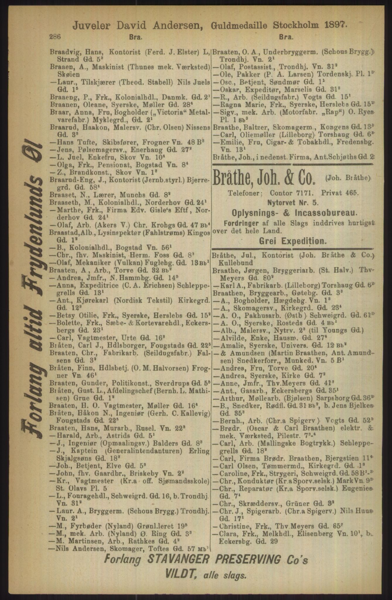 Kristiania/Oslo adressebok, PUBL/-, 1911, p. 286