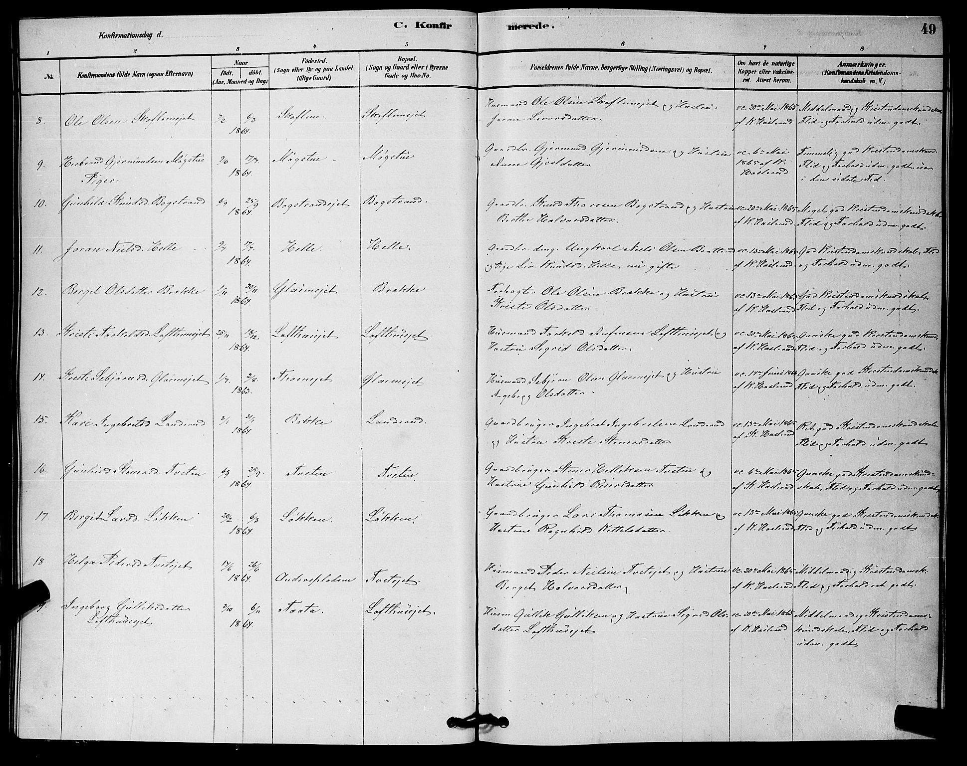 Rollag kirkebøker, SAKO/A-240/G/Gb/L0002: Parish register (copy) no. II 2, 1878-1898, p. 49