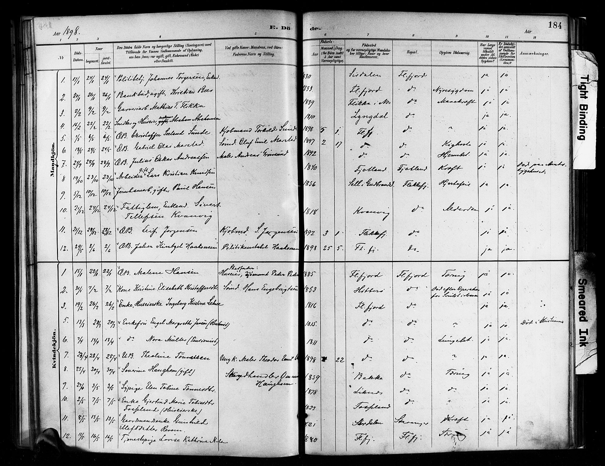 Flekkefjord sokneprestkontor, AV/SAK-1111-0012/F/Fa/Faa/L0001: Parish register (official) no. A 1, 1885-1900, p. 184