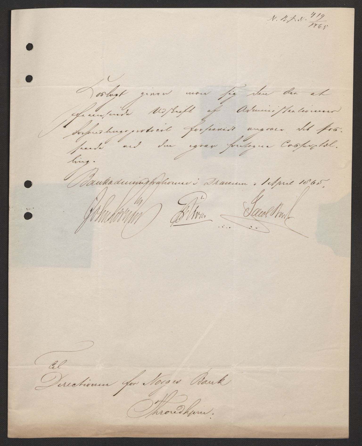 Norges Bank, Direksjonsarkivet I, AV/RA-S-3160/E/L0032: Hovedsetet, 1821-1921, p. 115