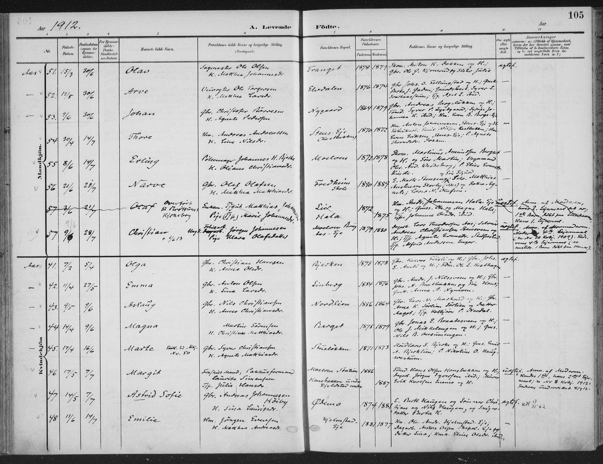 Ringsaker prestekontor, AV/SAH-PREST-014/K/Ka/L0018: Parish register (official) no. 18, 1903-1912, p. 105