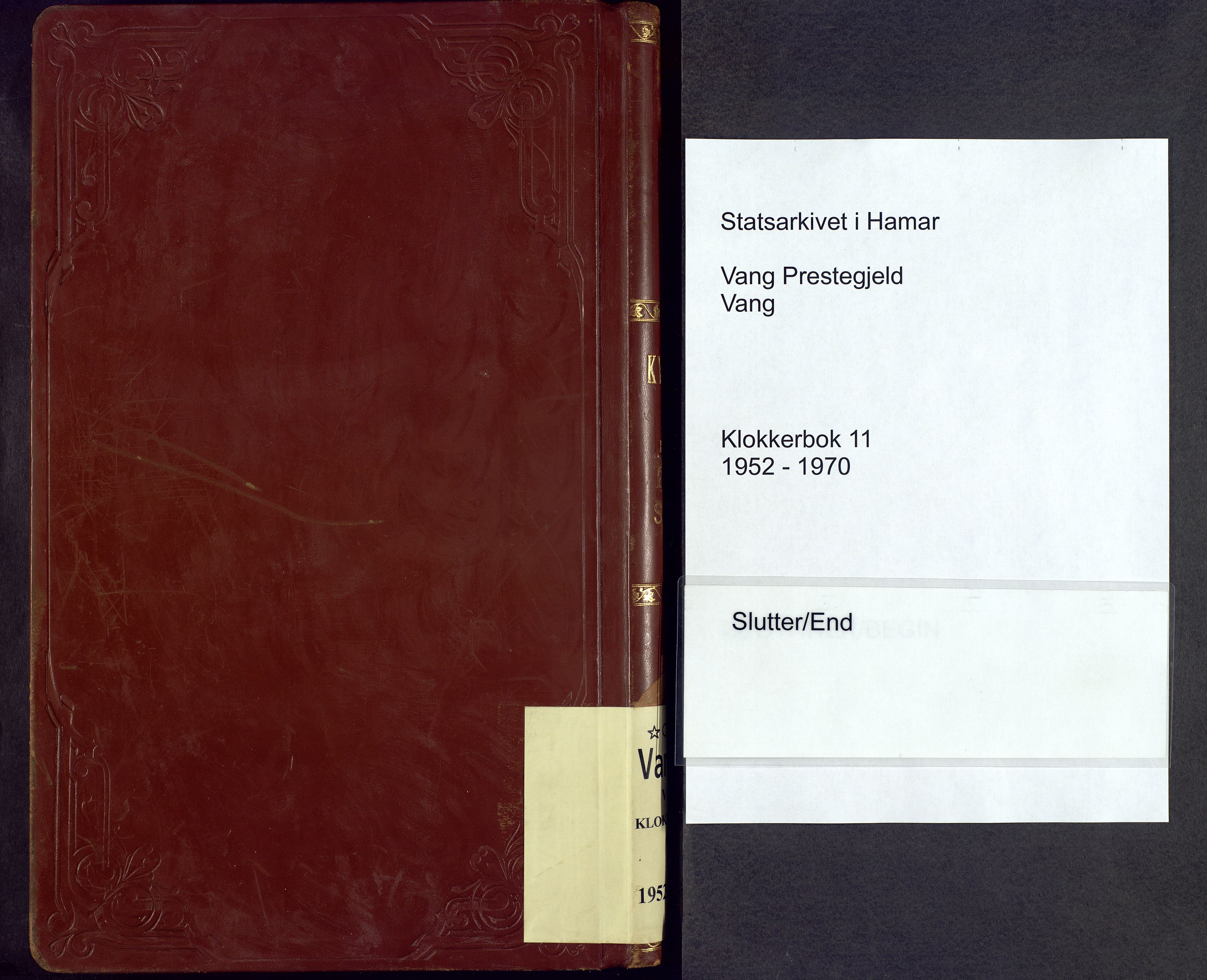 Vang prestekontor, Valdres, AV/SAH-PREST-140/H/Hb/L0011: Parish register (copy) no. 11, 1952-1970