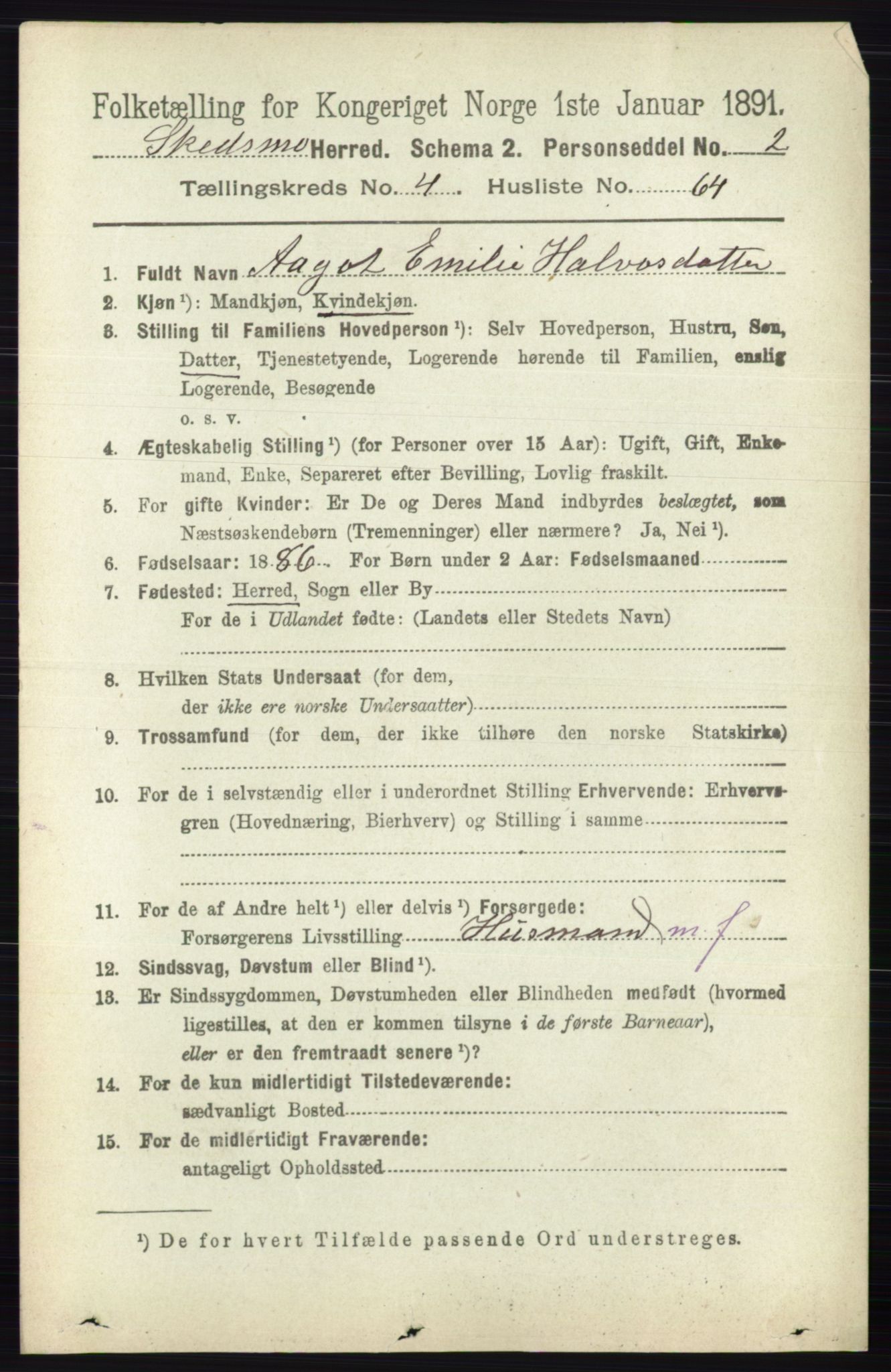 RA, 1891 census for 0231 Skedsmo, 1891, p. 2239