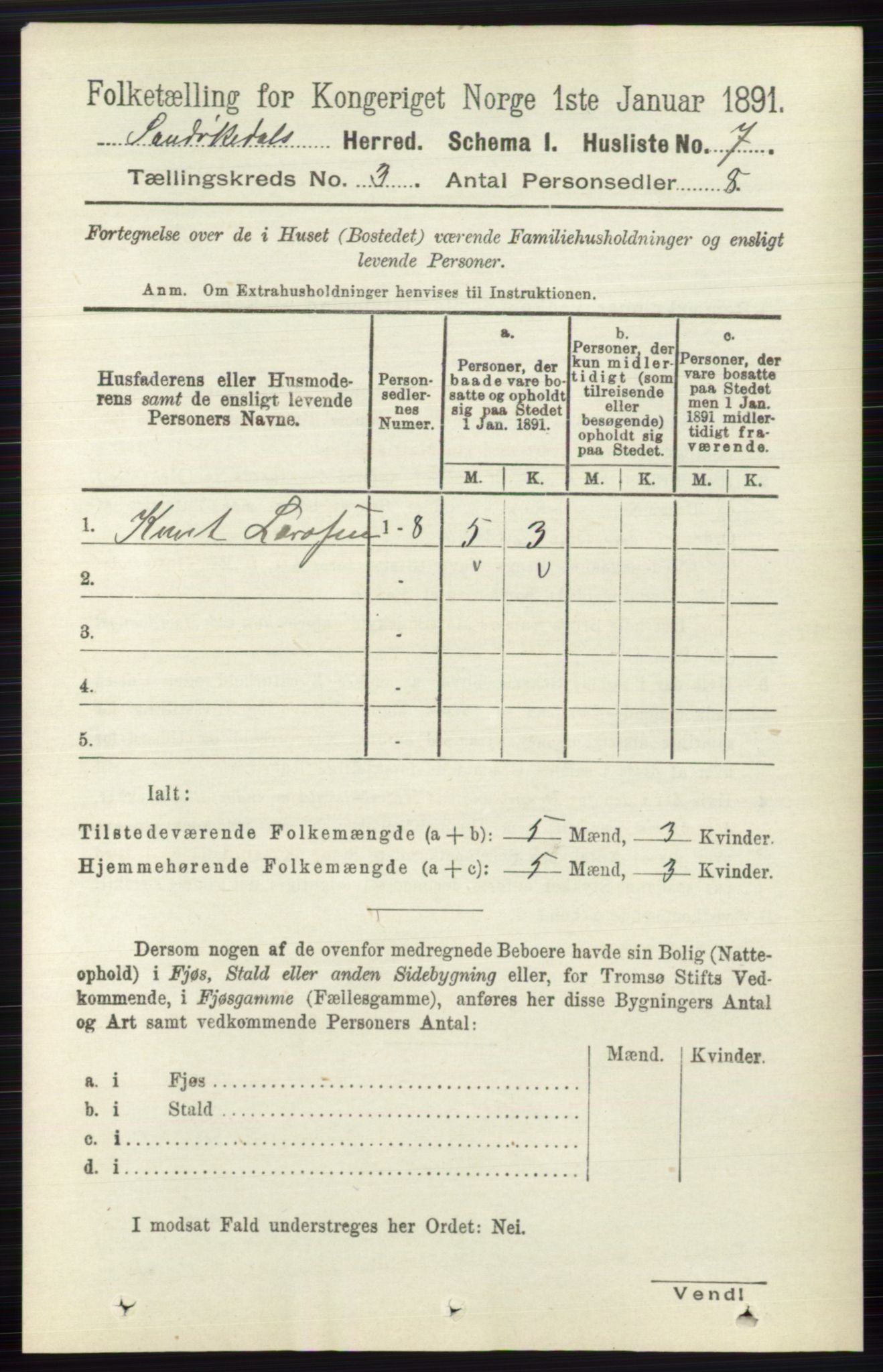 RA, 1891 census for 0816 Sannidal, 1891, p. 746