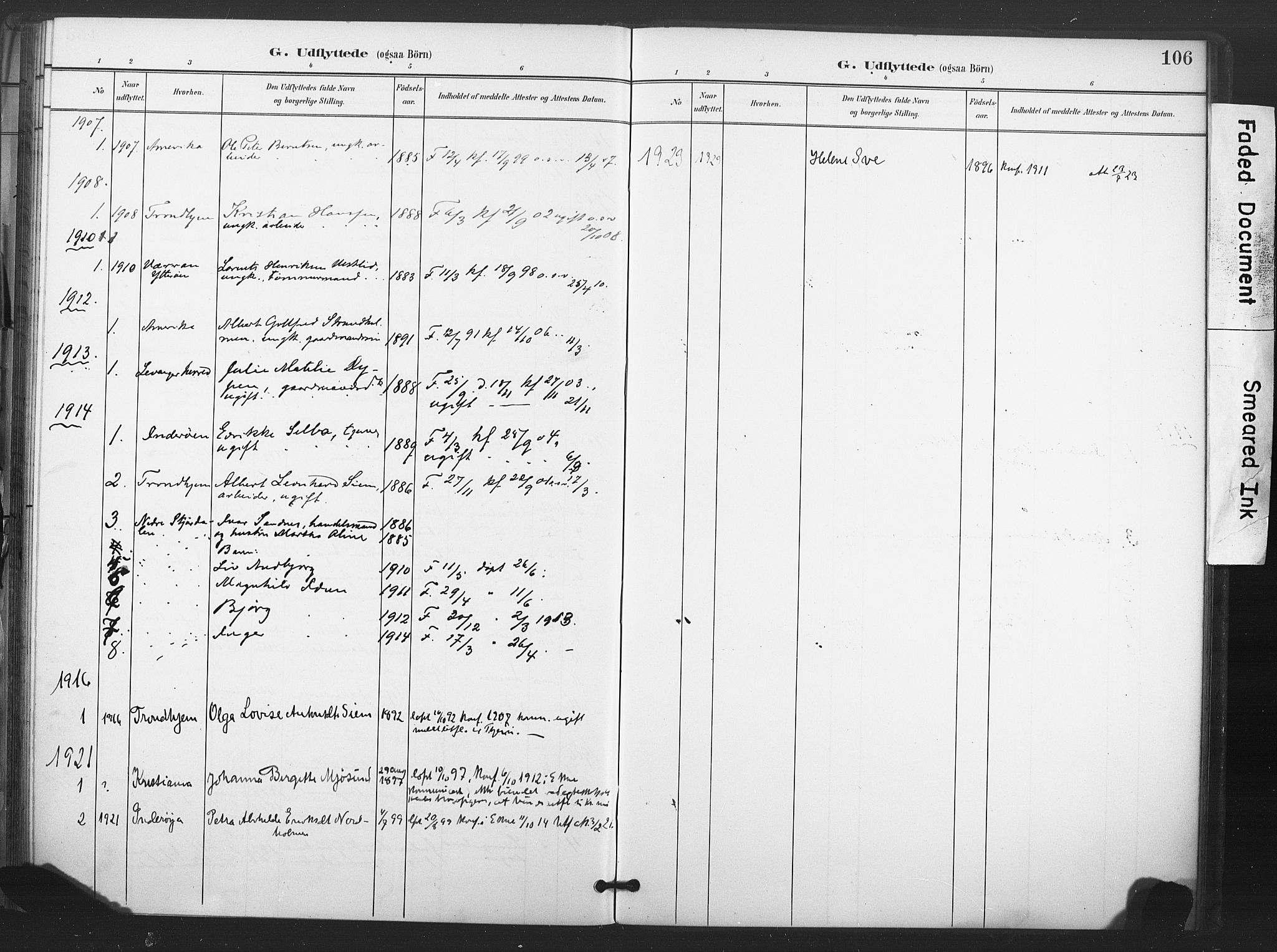 Ministerialprotokoller, klokkerbøker og fødselsregistre - Nord-Trøndelag, SAT/A-1458/719/L0179: Parish register (official) no. 719A02, 1901-1923, p. 106