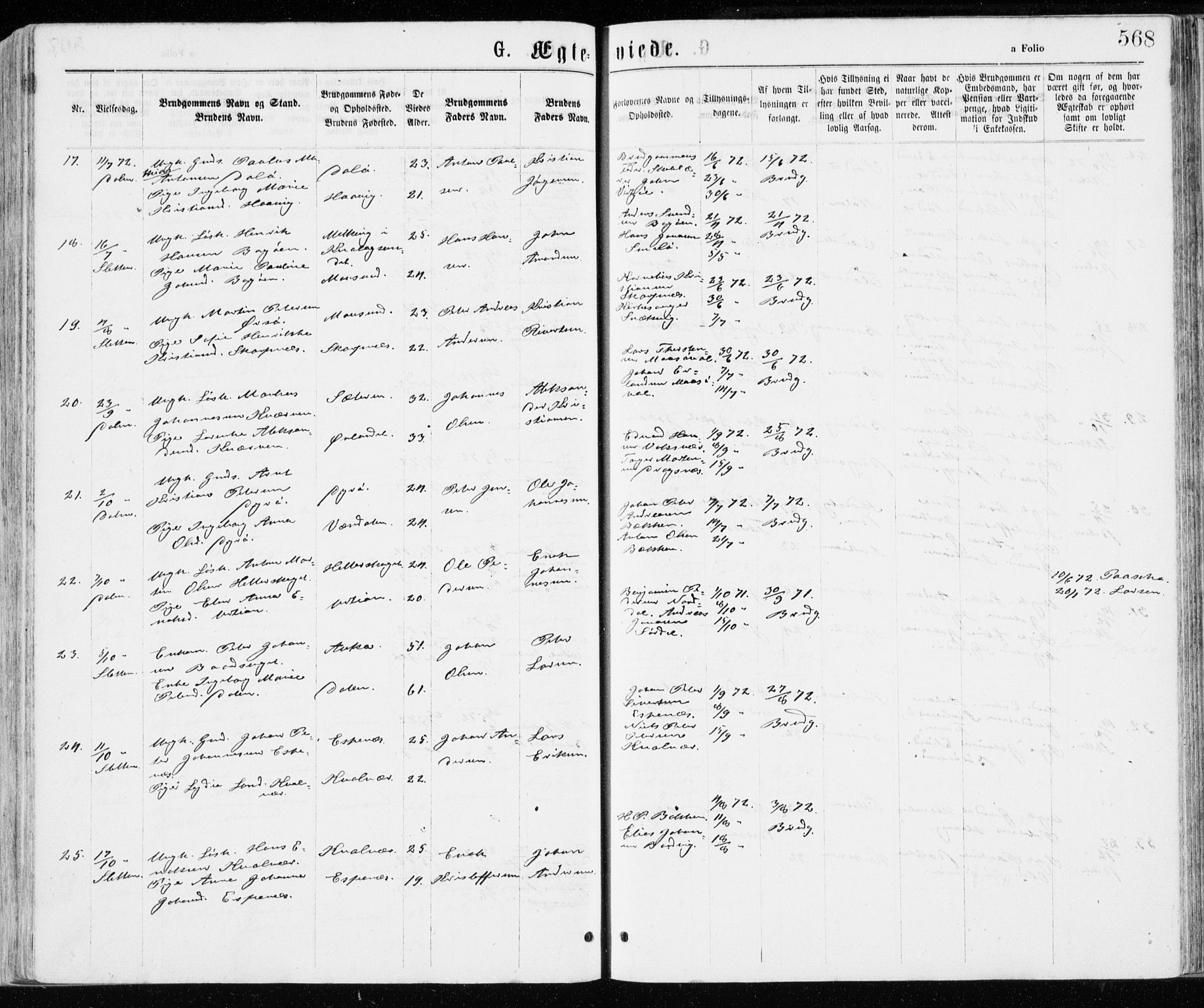 Ministerialprotokoller, klokkerbøker og fødselsregistre - Sør-Trøndelag, SAT/A-1456/640/L0576: Parish register (official) no. 640A01, 1846-1876, p. 568