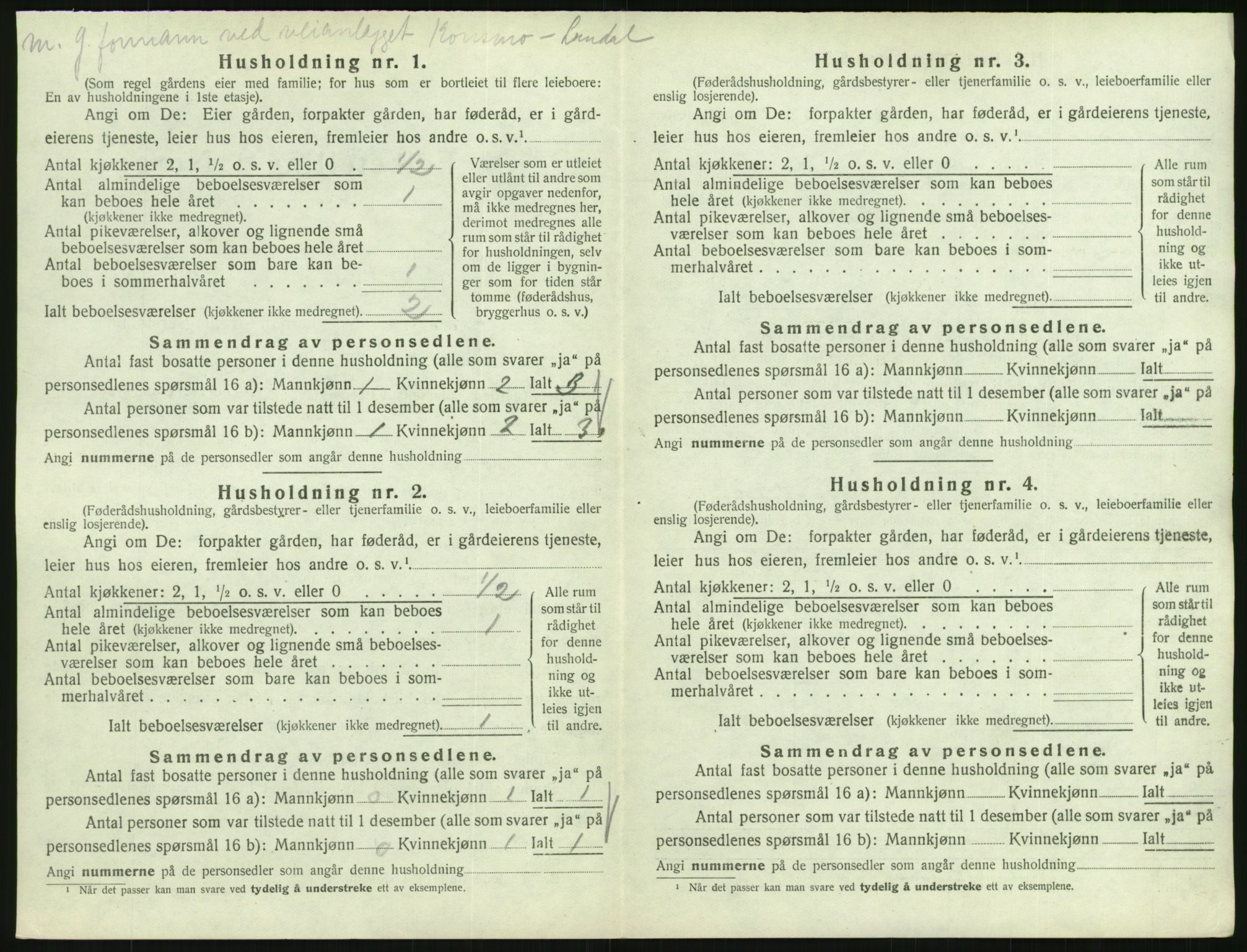 SAK, 1920 census for Konsmo, 1920, p. 45