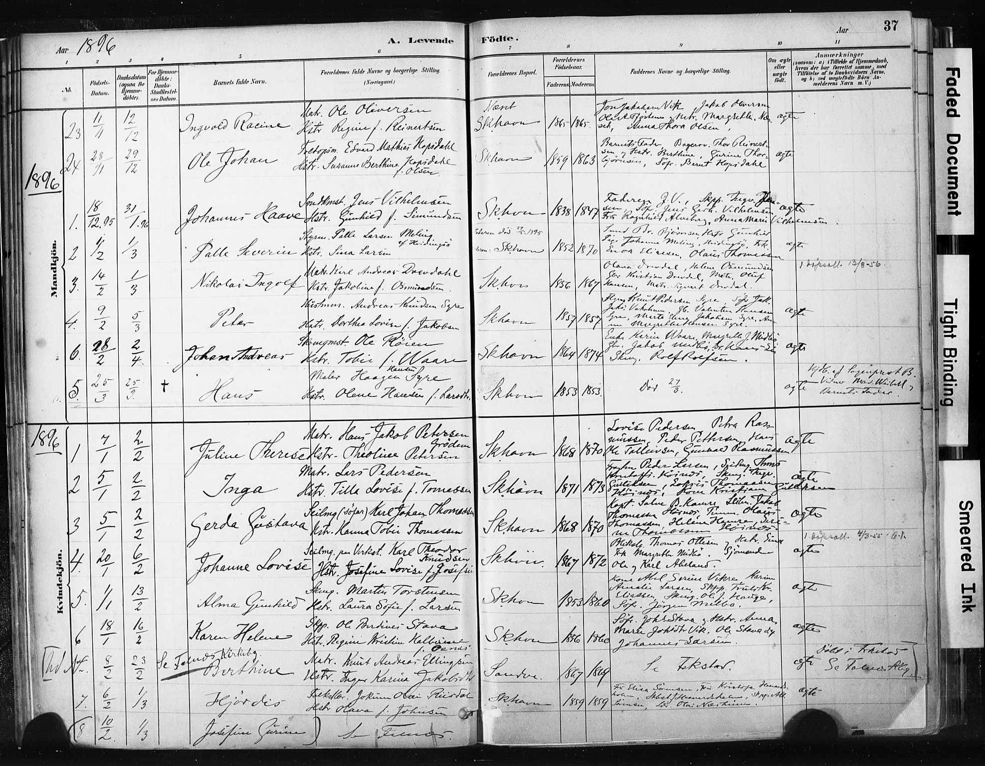 Skudenes sokneprestkontor, AV/SAST-A -101849/H/Ha/Haa/L0008: Parish register (official) no. A 5, 1882-1912, p. 37