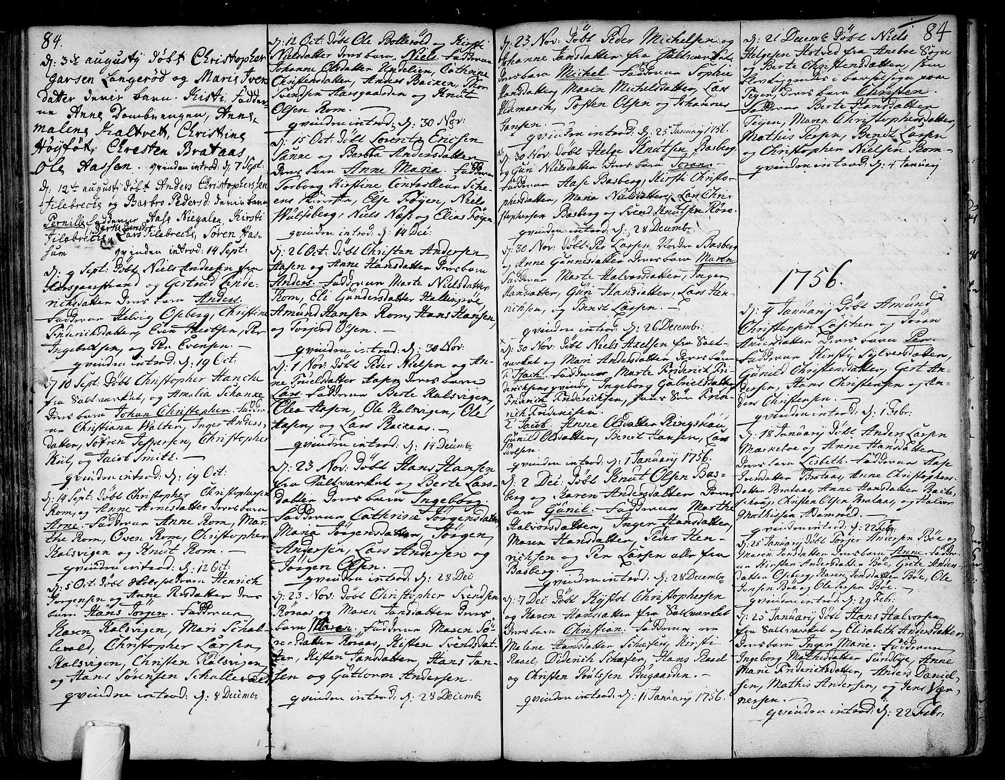 Sem kirkebøker, SAKO/A-5/F/Fb/L0001: Parish register (official) no. II 1, 1702-1764, p. 84
