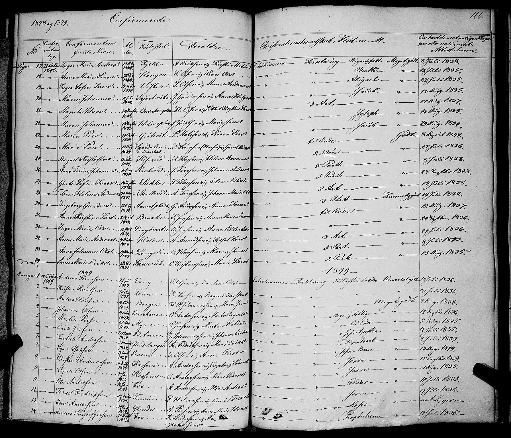 Skiptvet prestekontor Kirkebøker, AV/SAO-A-20009/F/Fa/L0006: Parish register (official) no. 6, 1839-1860, p. 166