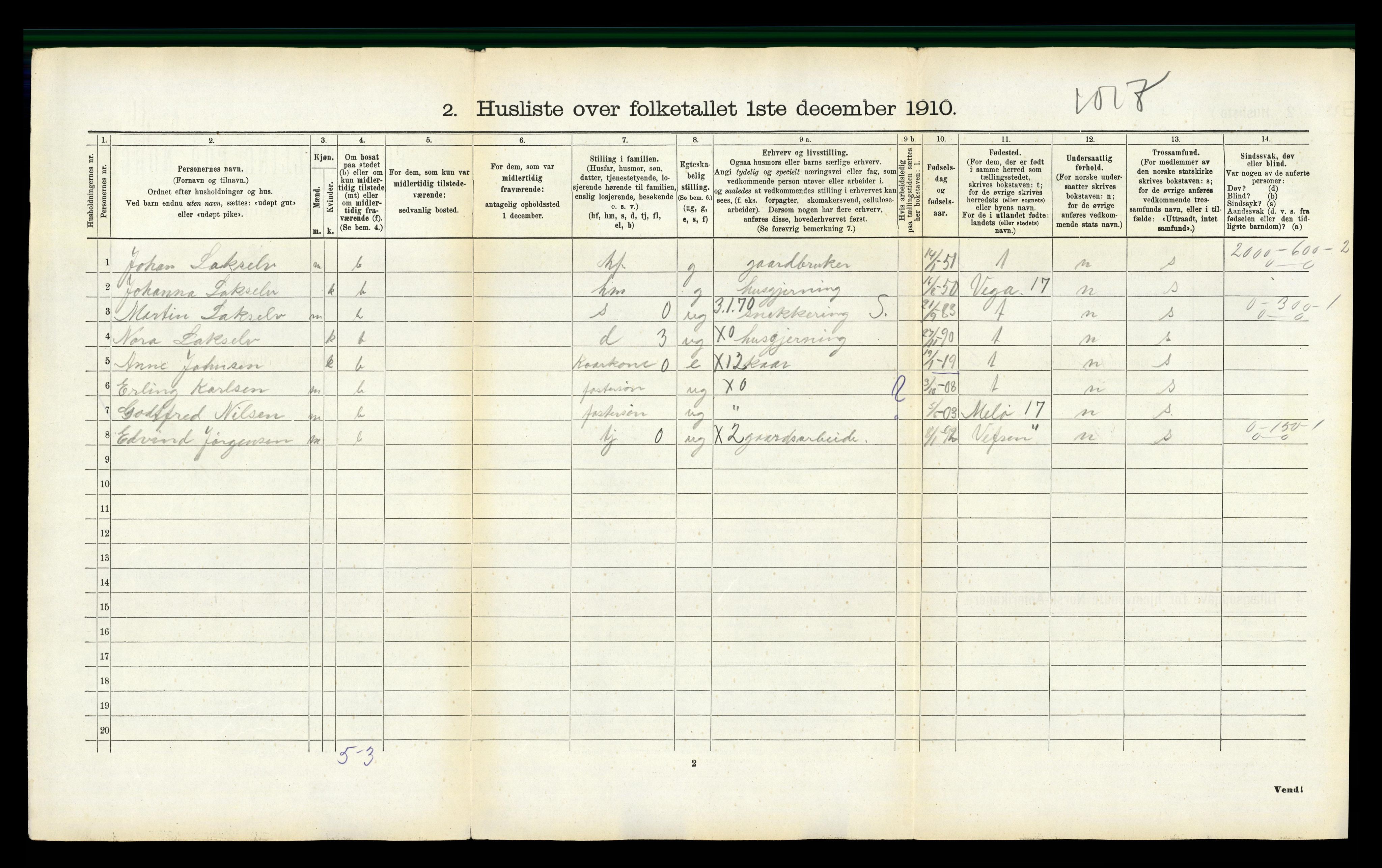 RA, 1910 census for Tjøtta, 1910, p. 376