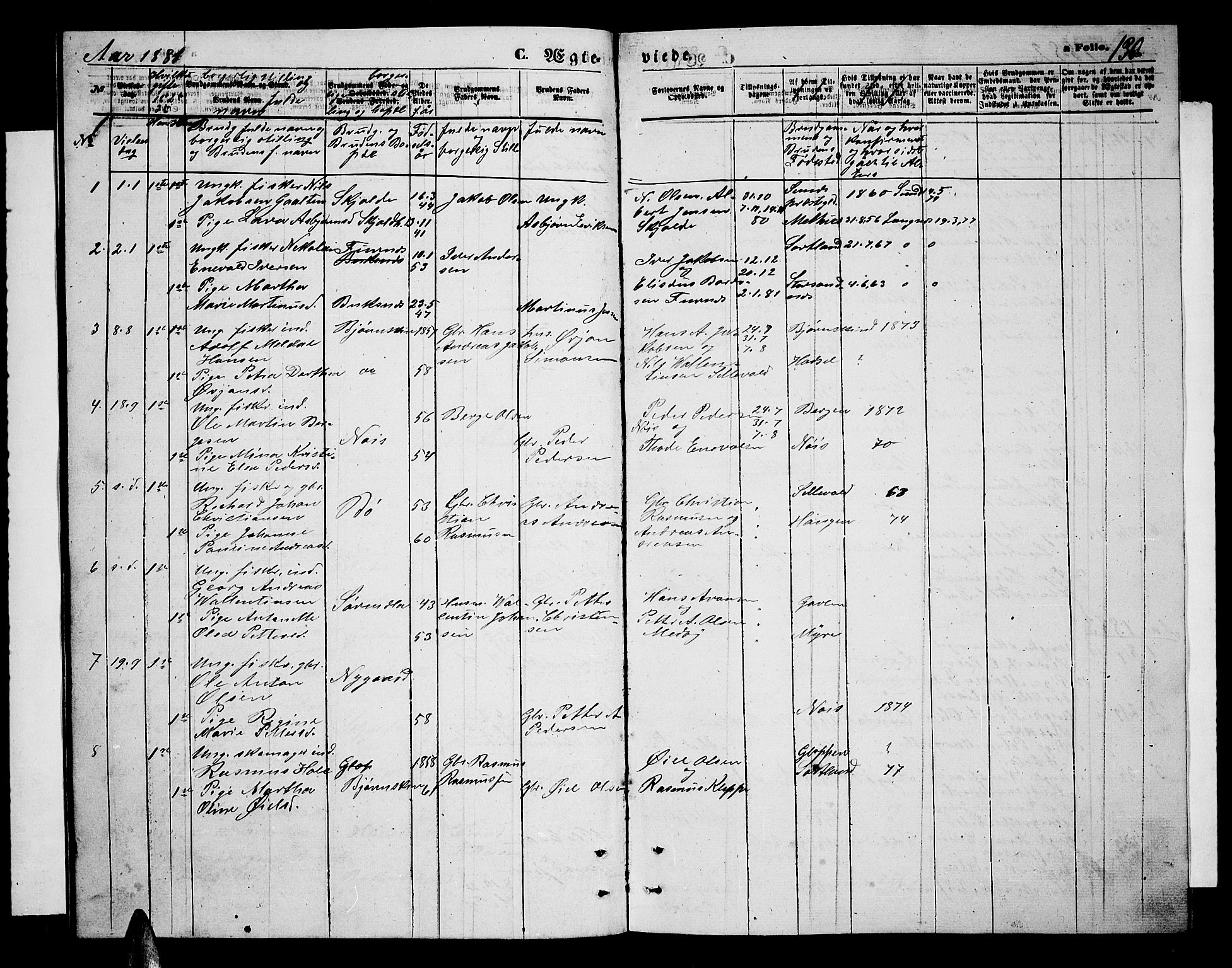 Ministerialprotokoller, klokkerbøker og fødselsregistre - Nordland, AV/SAT-A-1459/898/L1426: Parish register (copy) no. 898C01, 1869-1886, p. 130