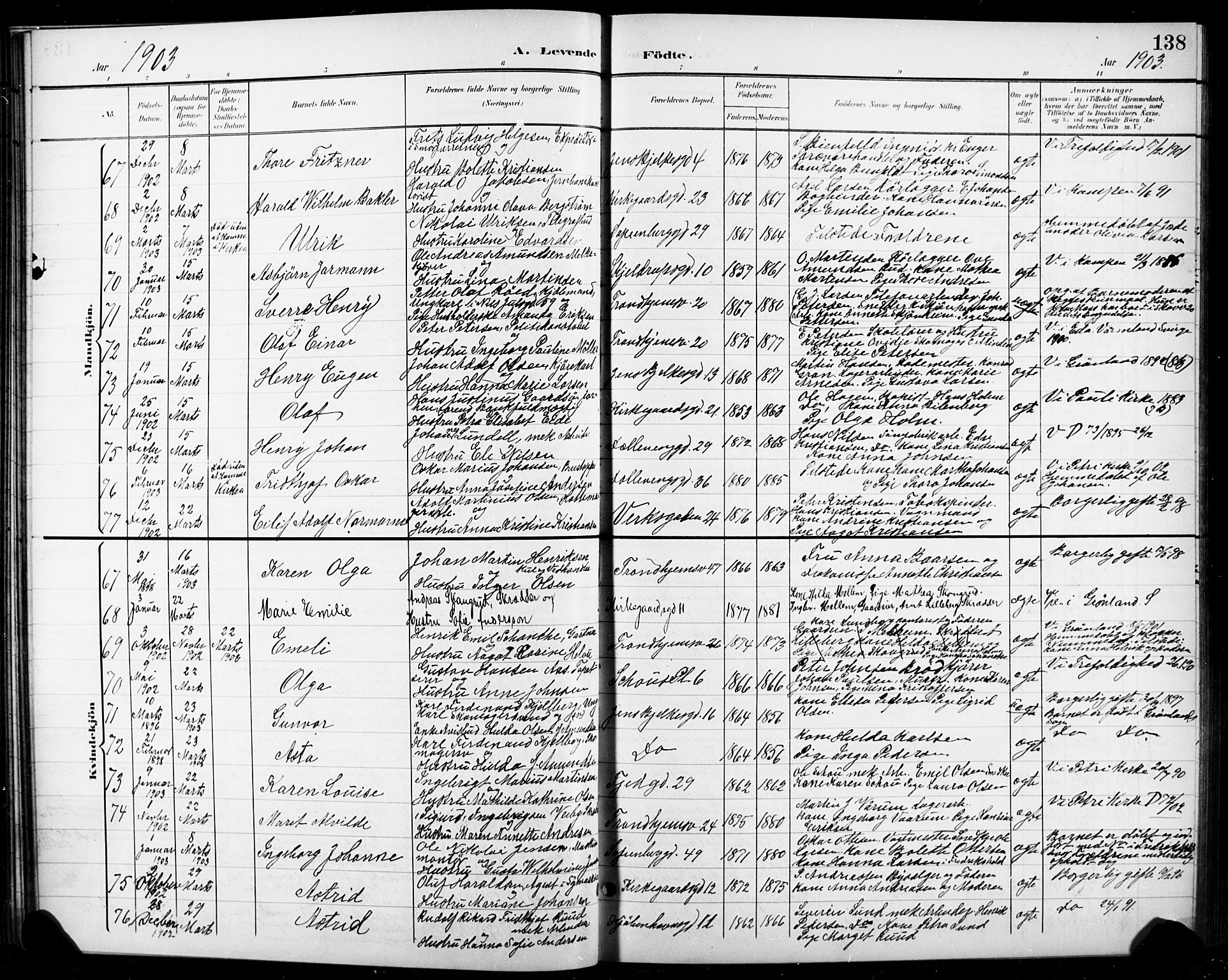 Petrus prestekontor Kirkebøker, AV/SAO-A-10872/G/Ga/L0003: Parish register (copy) no. 3, 1899-1913, p. 138