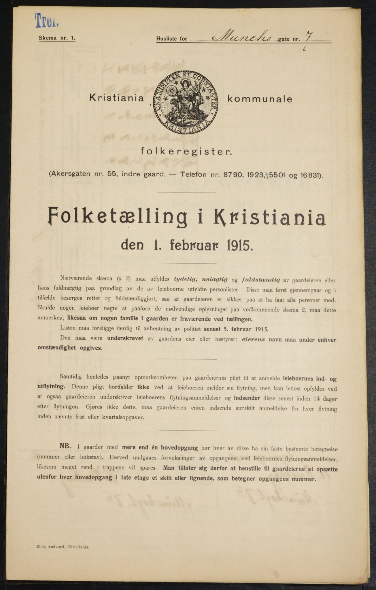 OBA, Municipal Census 1915 for Kristiania, 1915, p. 66091