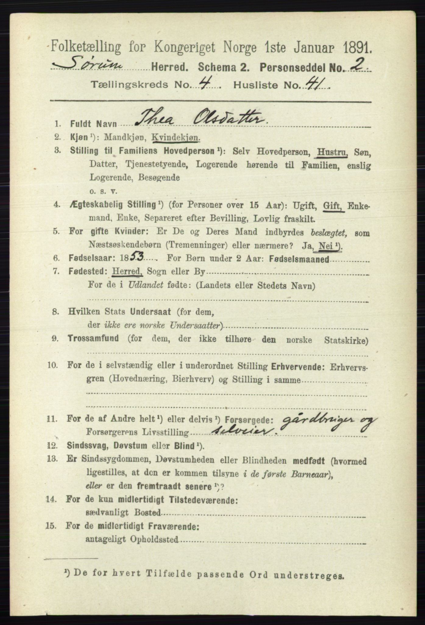 RA, 1891 census for 0226 Sørum, 1891, p. 2118