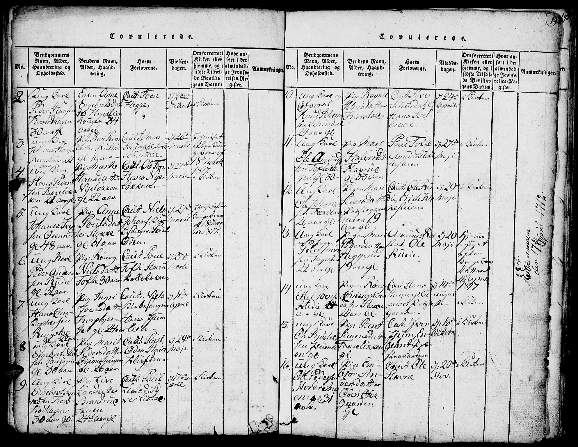 Fron prestekontor, SAH/PREST-078/H/Ha/Hab/L0001: Parish register (copy) no. 1, 1816-1843, p. 192