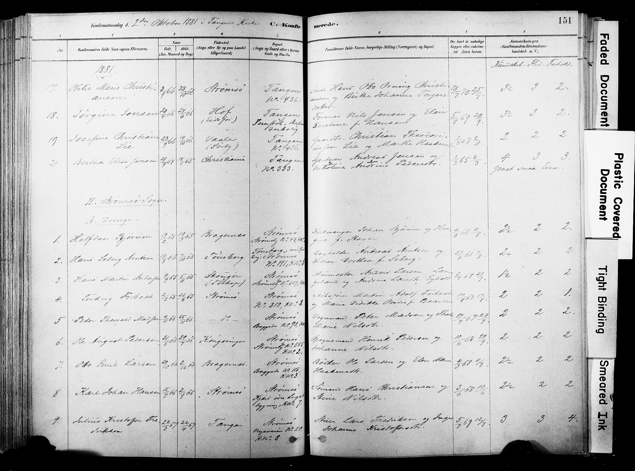 Strømsø kirkebøker, AV/SAKO-A-246/F/Fb/L0006: Parish register (official) no. II 6, 1879-1910, p. 151