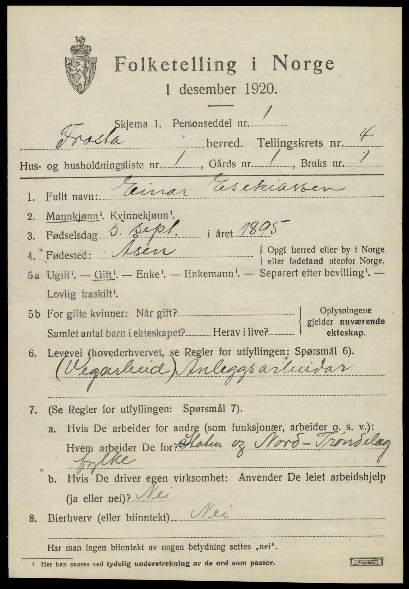 SAT, 1920 census for Frosta, 1920, p. 4760