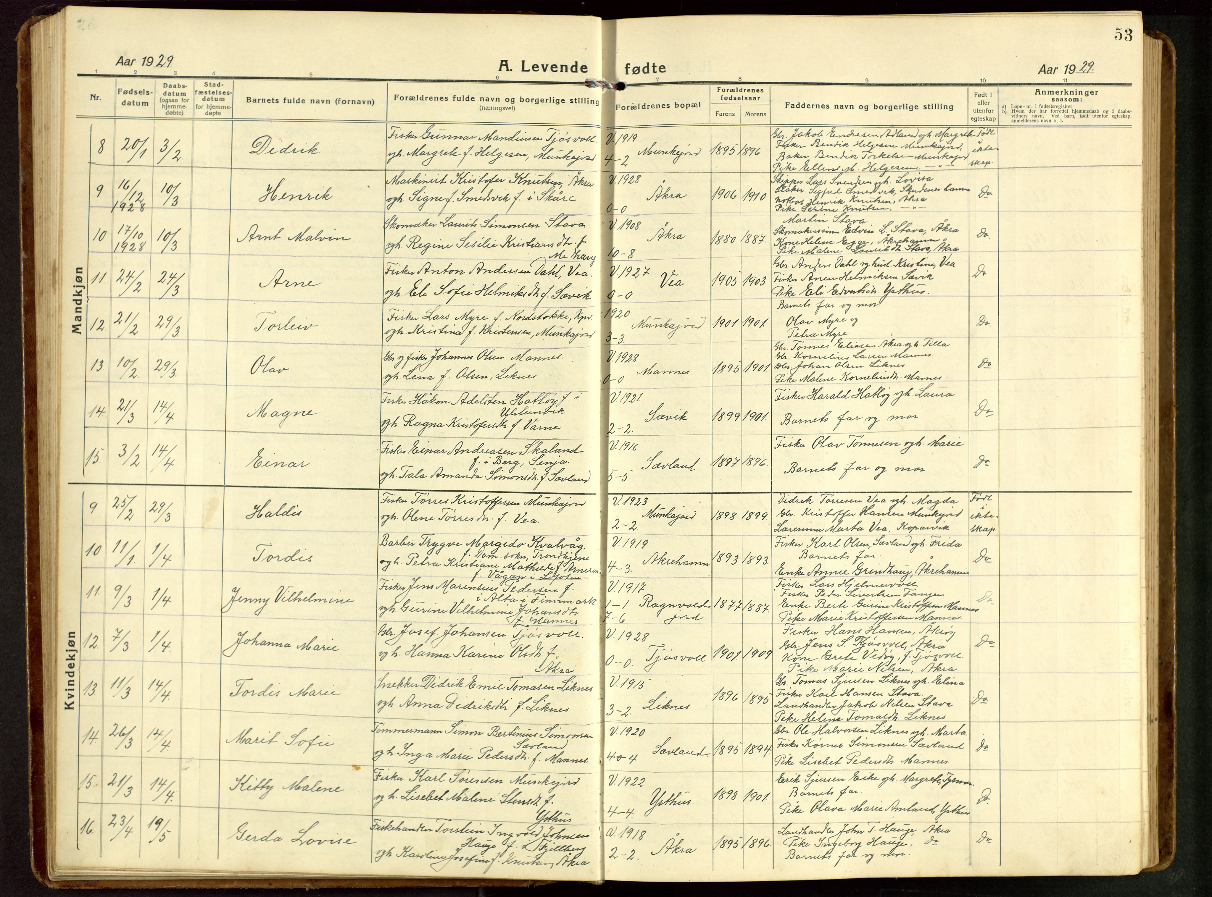 Kopervik sokneprestkontor, SAST/A-101850/H/Ha/Hab/L0014: Parish register (copy) no. B 14, 1922-1947, p. 53