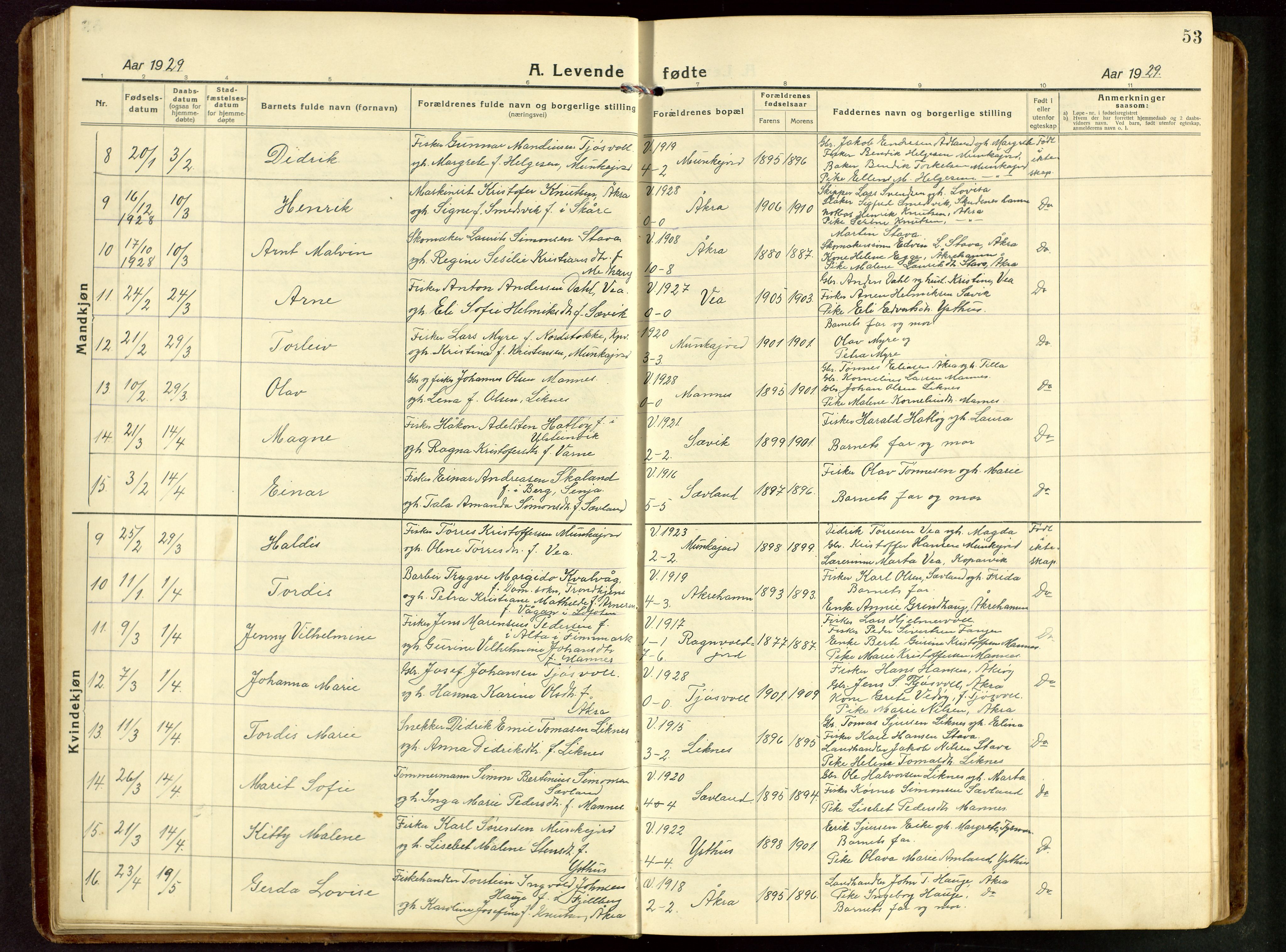 Kopervik sokneprestkontor, AV/SAST-A-101850/H/Ha/Hab/L0014: Parish register (copy) no. B 14, 1922-1947, p. 53