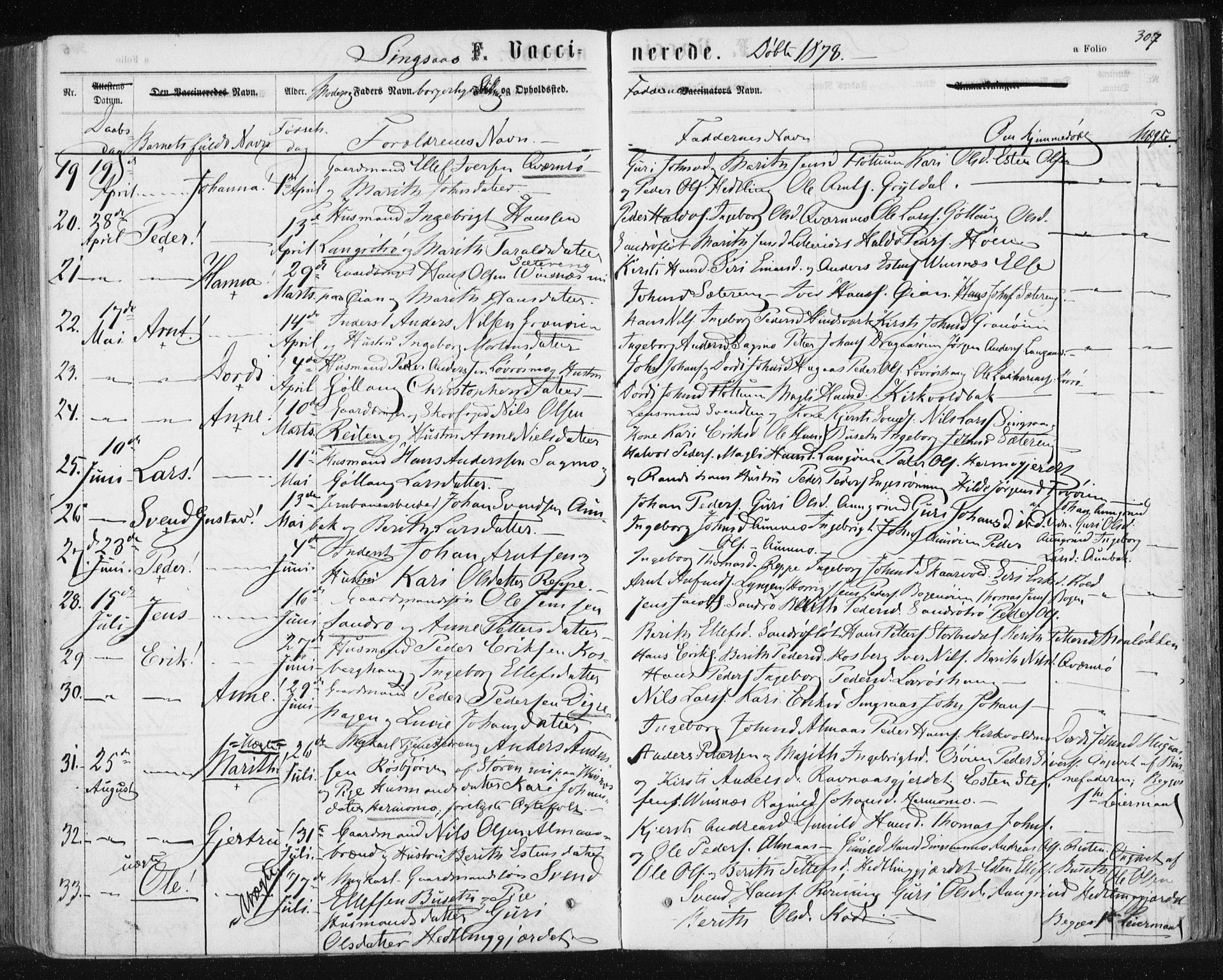Ministerialprotokoller, klokkerbøker og fødselsregistre - Sør-Trøndelag, SAT/A-1456/685/L0970: Parish register (official) no. 685A08 /2, 1870-1878, p. 307