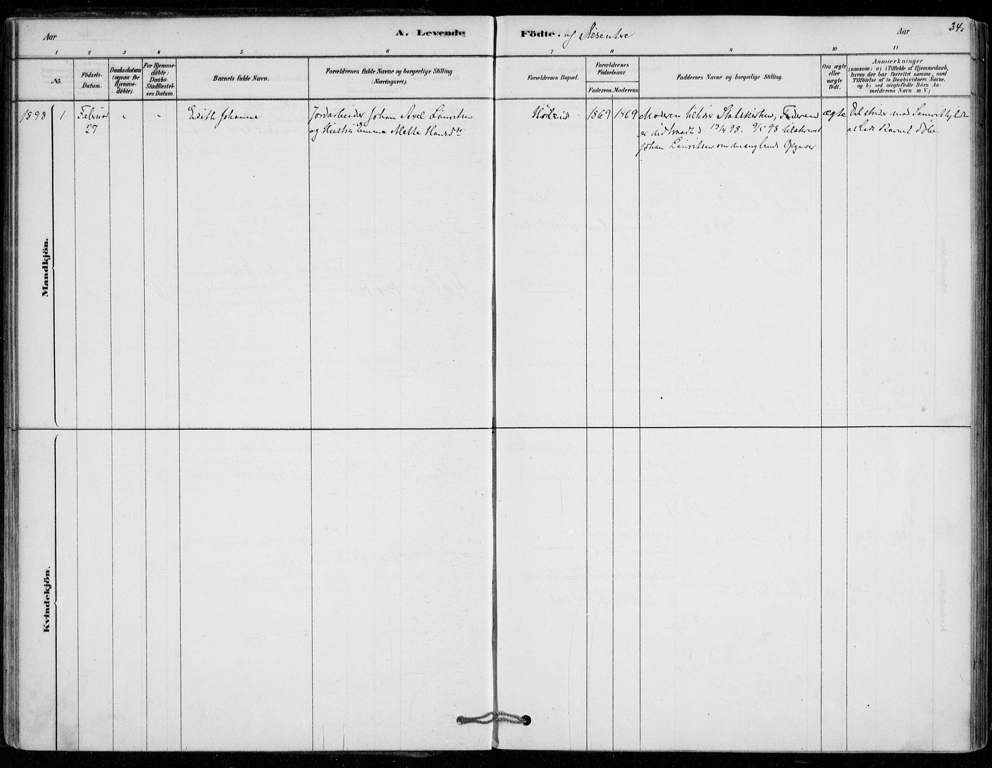 Vestby prestekontor Kirkebøker, AV/SAO-A-10893/F/Fe/L0001: Parish register (official) no. V 1, 1878-1931, p. 34