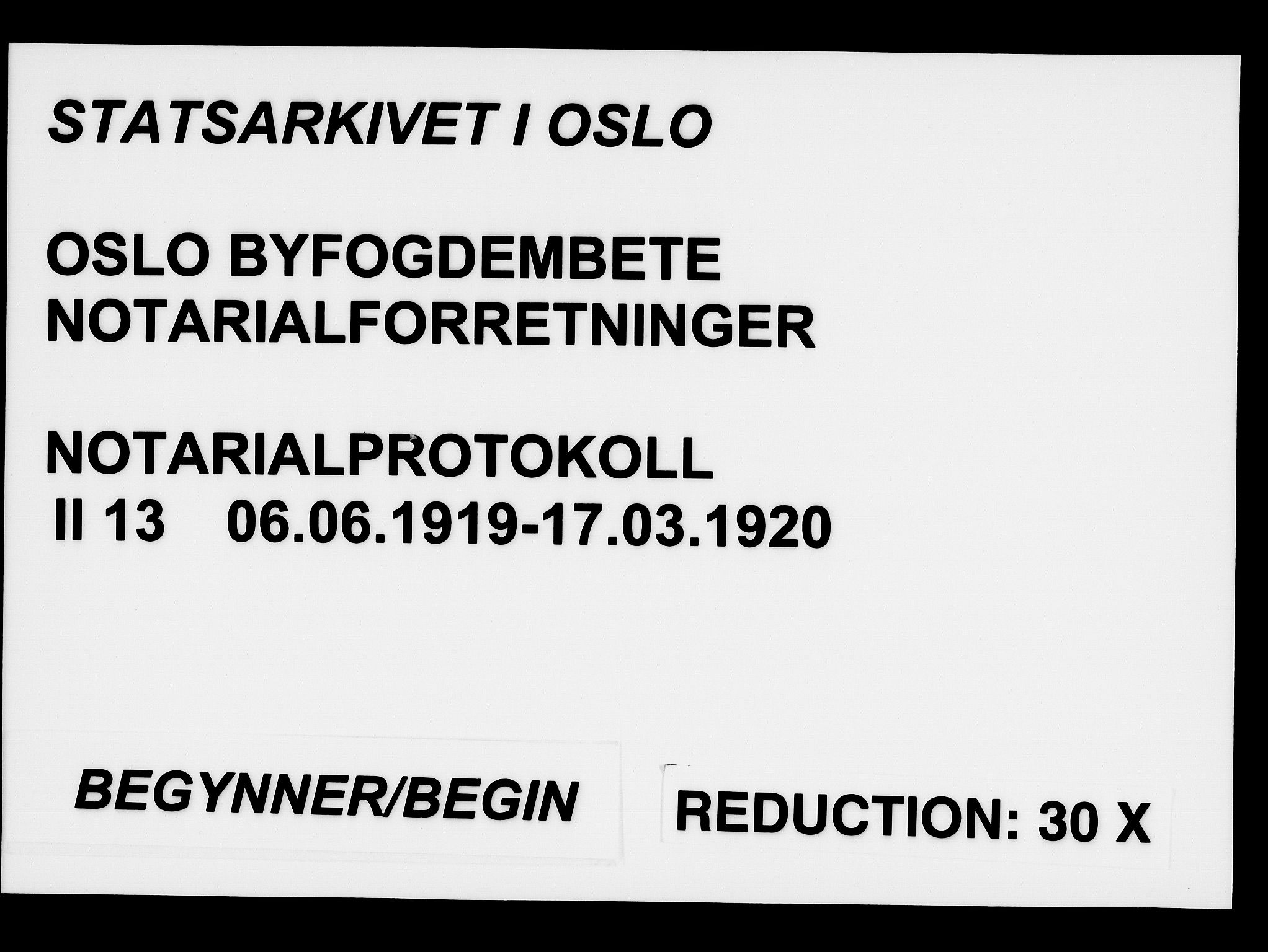 Oslo byfogd avd. I, SAO/A-10220/L/Lb/Lbb/L0013: Notarialprotokoll, rekke II: Vigsler, 1919-1920