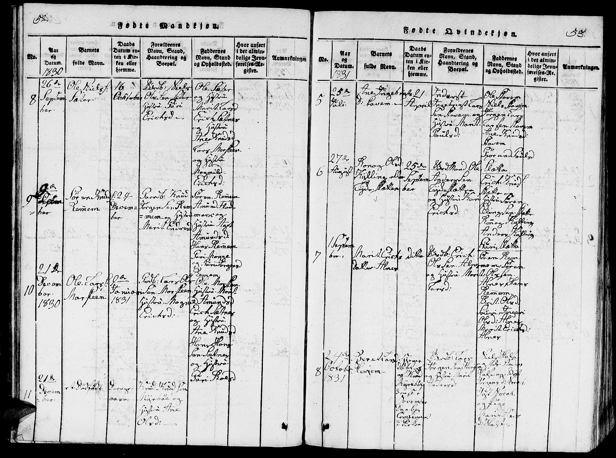 Ministerialprotokoller, klokkerbøker og fødselsregistre - Møre og Romsdal, AV/SAT-A-1454/546/L0595: Parish register (copy) no. 546C01, 1818-1836, p. 52-53