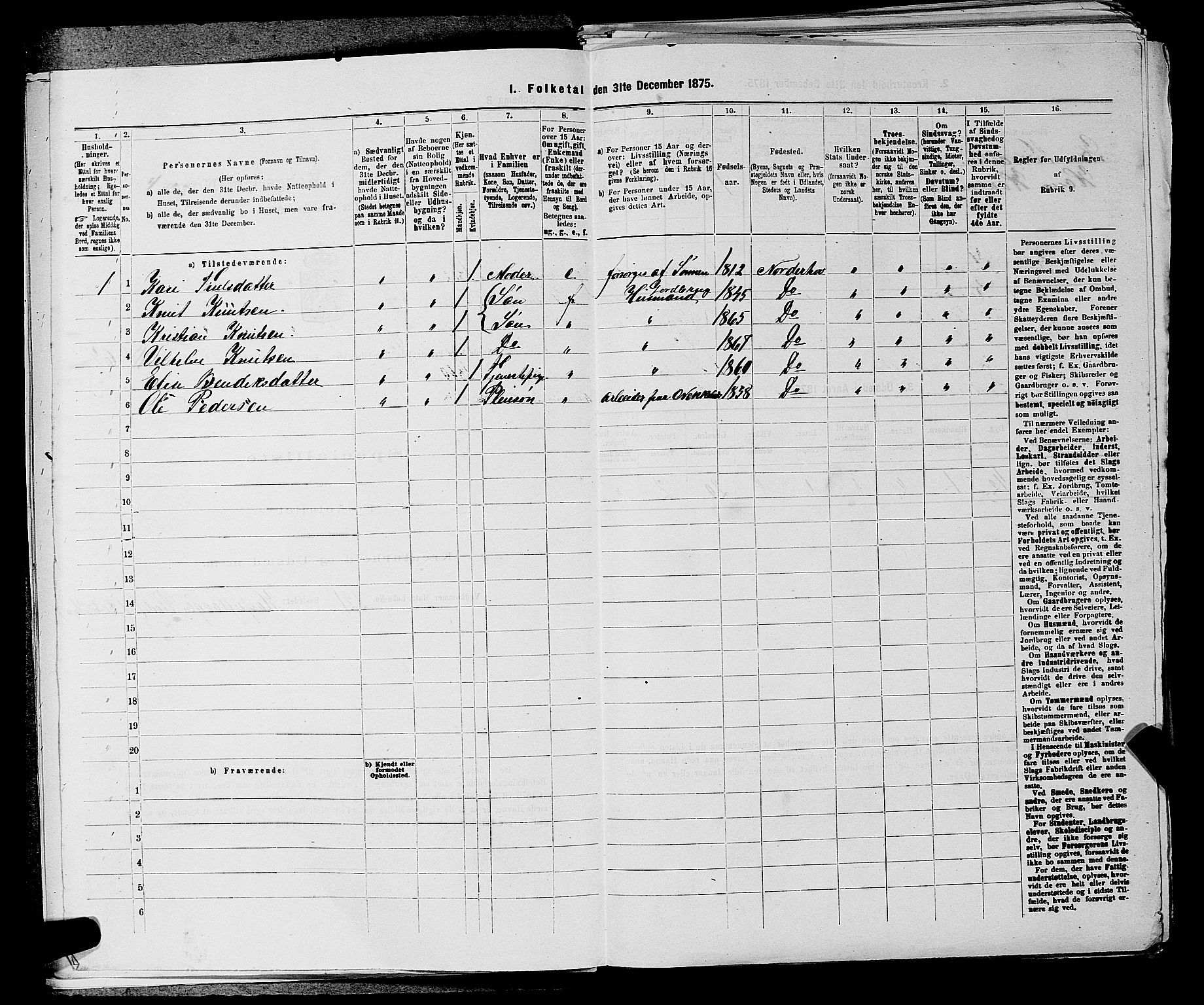 SAKO, 1875 census for 0613L Norderhov/Norderhov, Haug og Lunder, 1875, p. 100