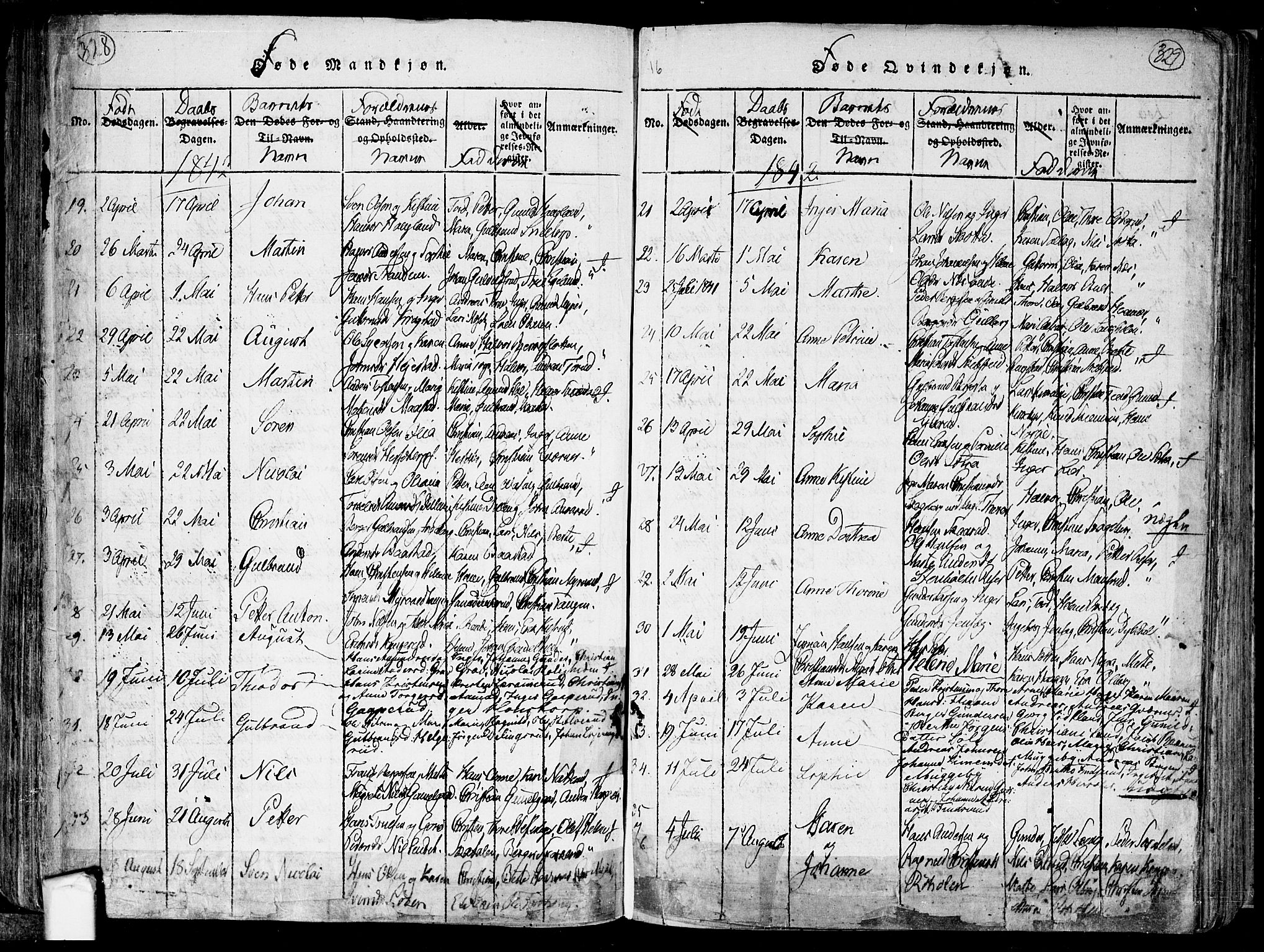 Trøgstad prestekontor Kirkebøker, AV/SAO-A-10925/F/Fa/L0006: Parish register (official) no. I 6, 1815-1844, p. 328-329