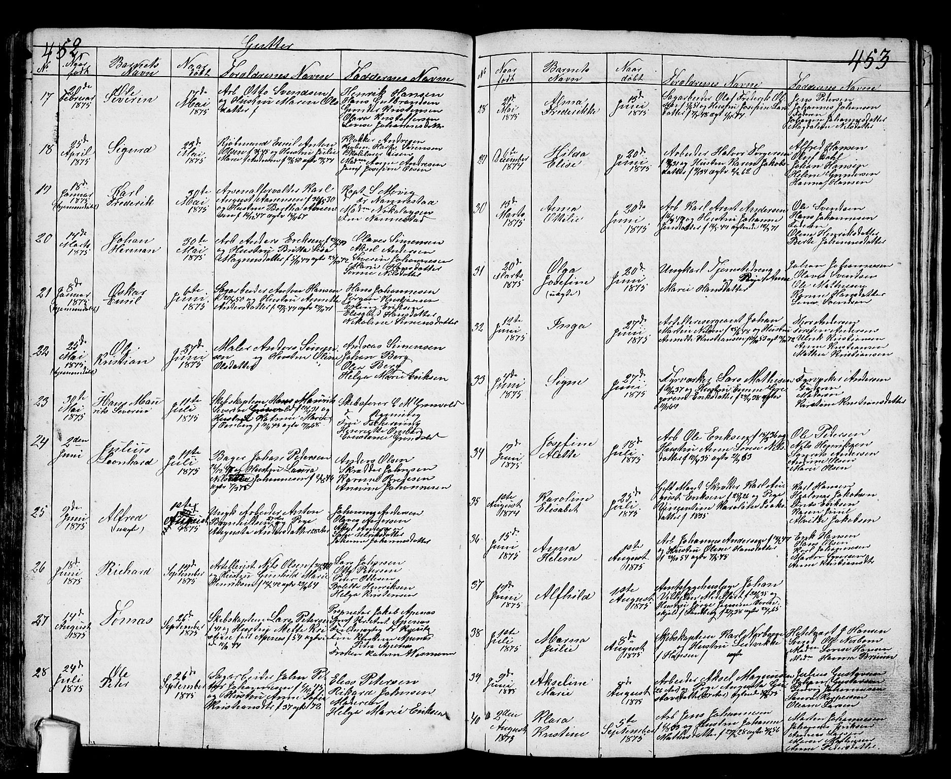 Fredrikstad prestekontor Kirkebøker, AV/SAO-A-11082/G/Ga/L0001: Parish register (copy) no. 1, 1824-1879, p. 452-453