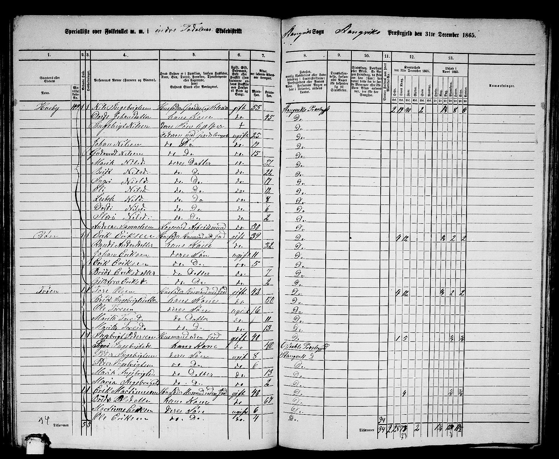 RA, 1865 census for Stangvik, 1865, p. 116