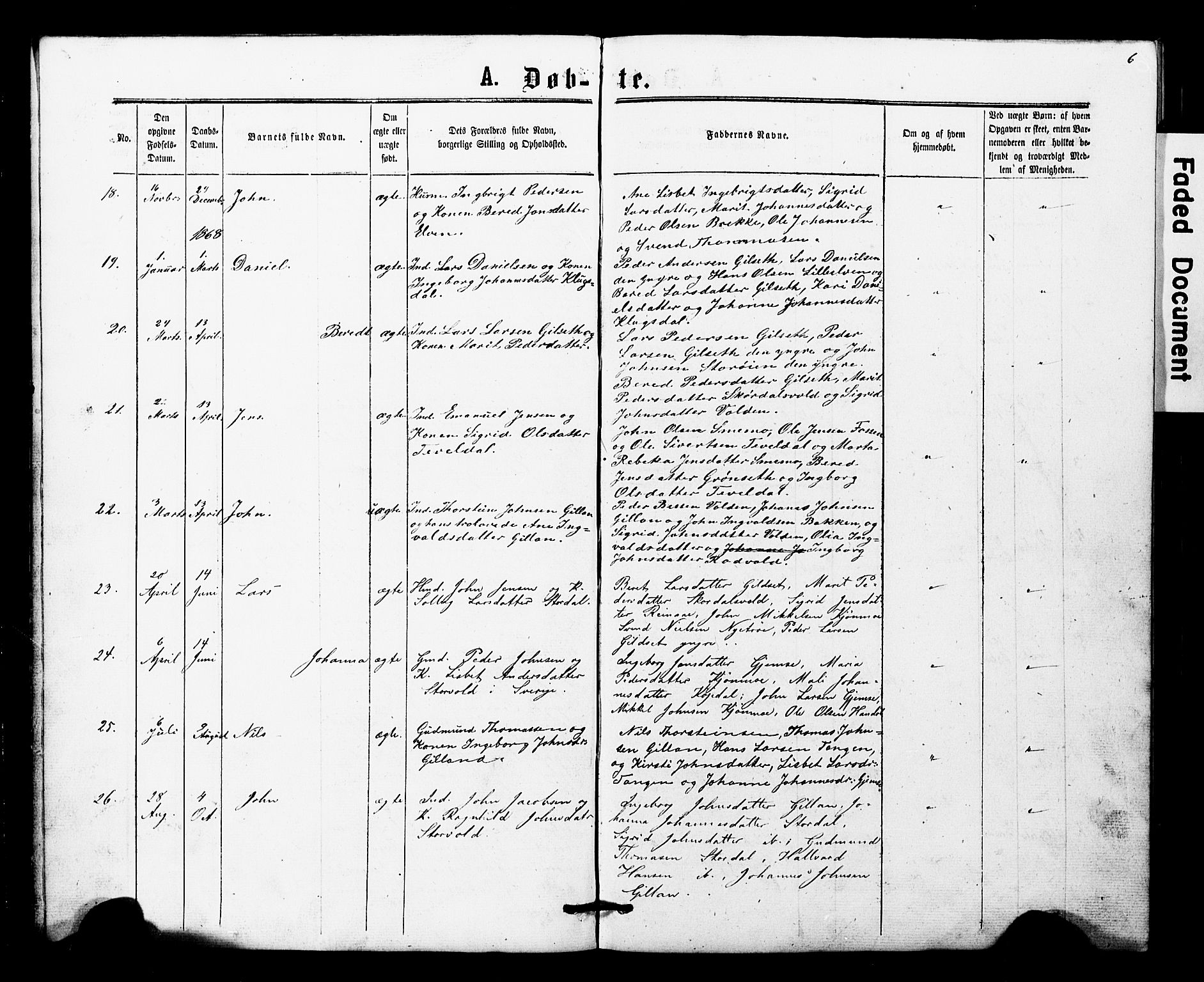 Ministerialprotokoller, klokkerbøker og fødselsregistre - Nord-Trøndelag, SAT/A-1458/707/L0052: Parish register (copy) no. 707C01, 1864-1897, p. 6