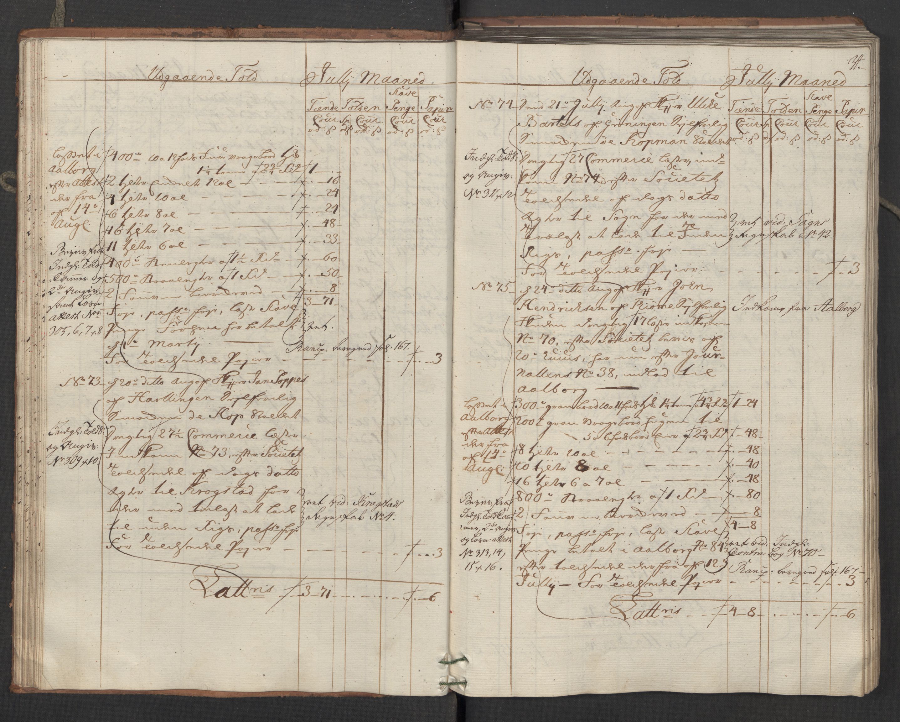 Generaltollkammeret, tollregnskaper, AV/RA-EA-5490/R05/L0039/0001: Tollregnskaper Moss, Son, Krokstad / Utgående hovedtollbok, 1762, p. 33b-34a