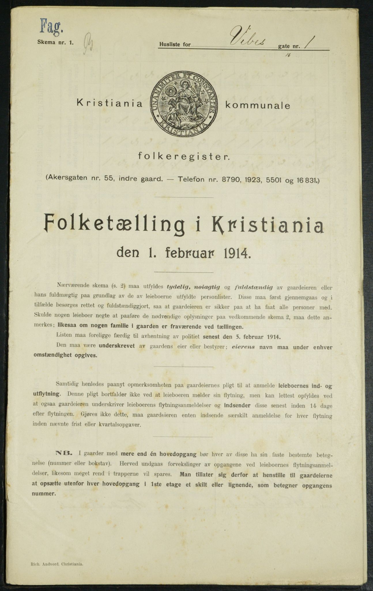 OBA, Municipal Census 1914 for Kristiania, 1914, p. 123609