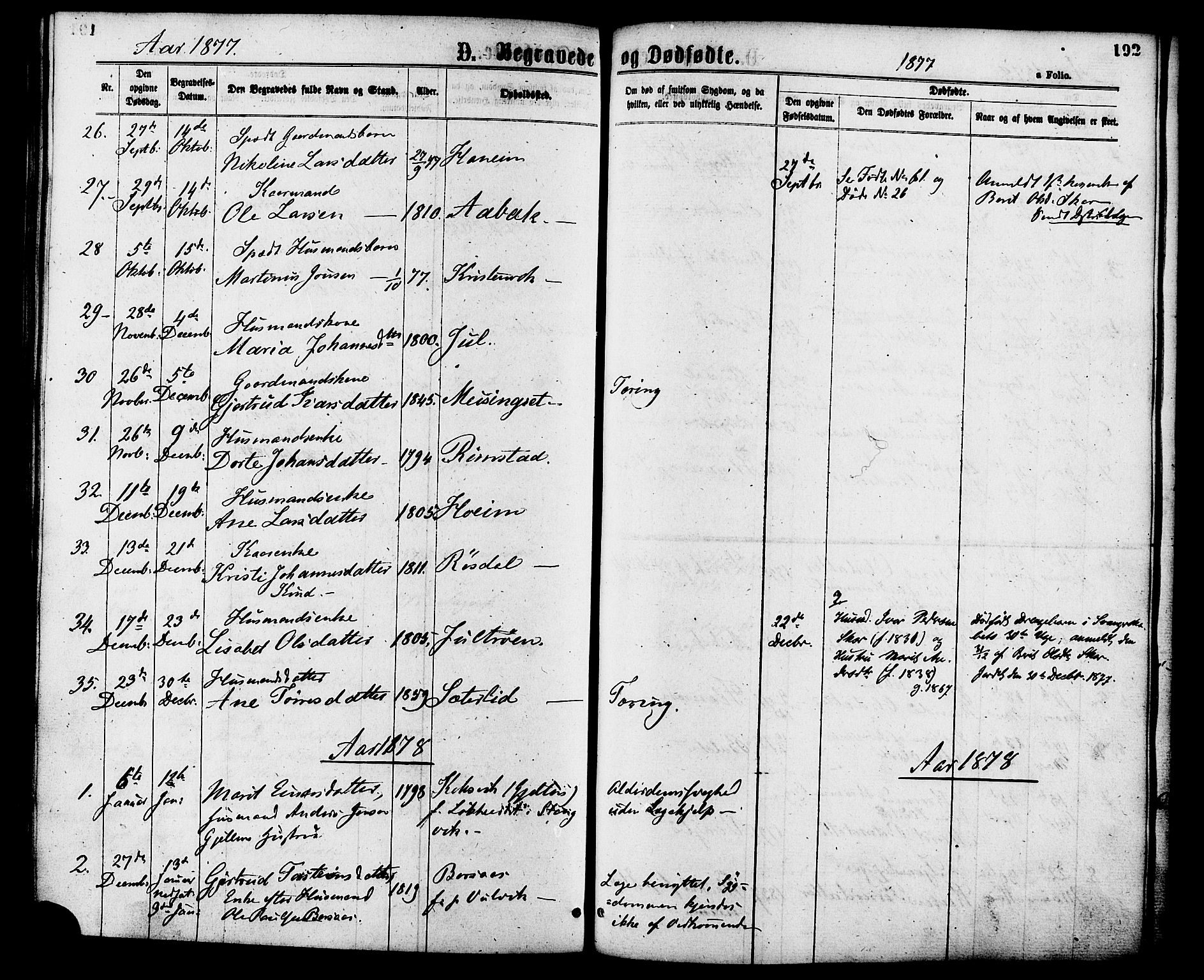 Ministerialprotokoller, klokkerbøker og fødselsregistre - Møre og Romsdal, SAT/A-1454/586/L0986: Parish register (official) no. 586A12, 1867-1878, p. 192
