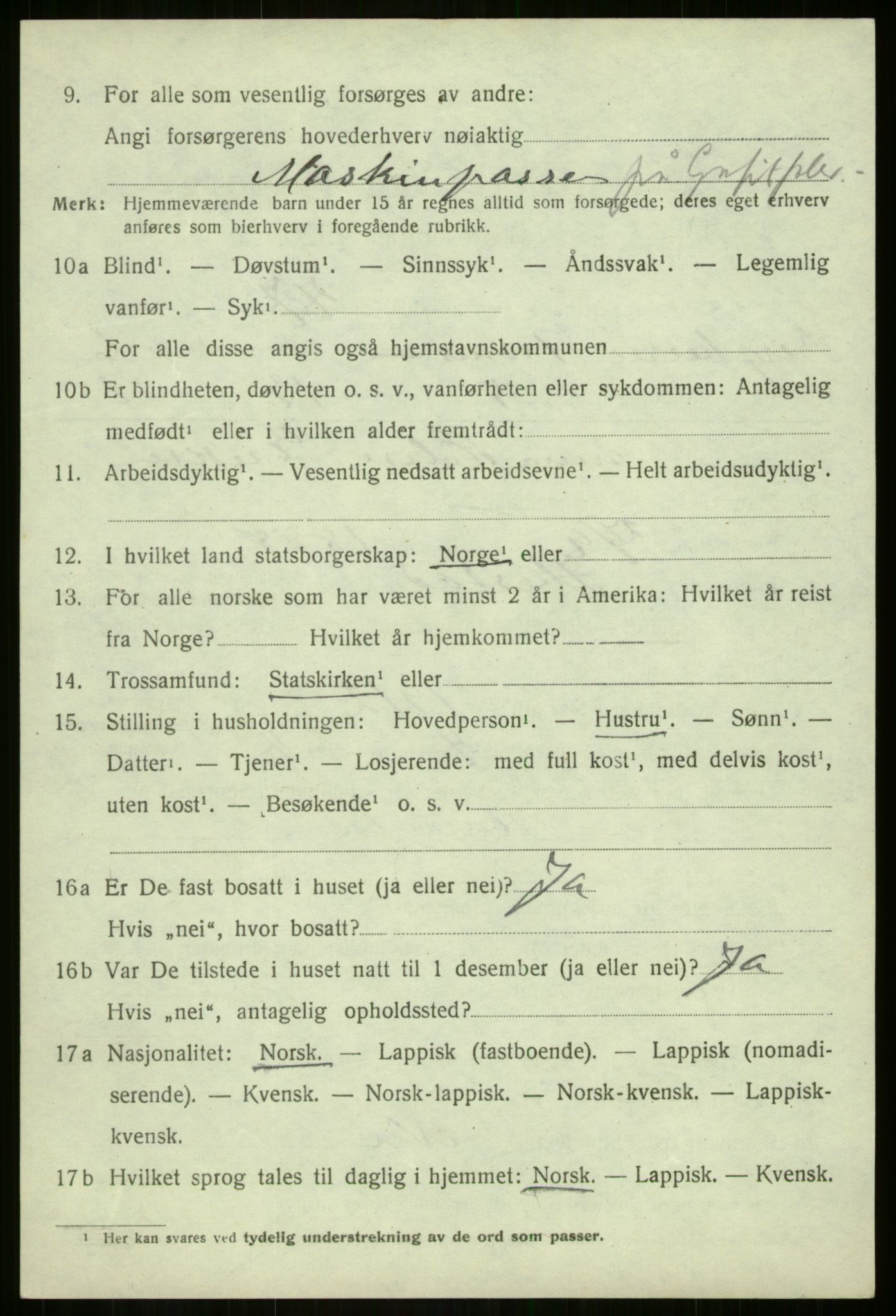 SATØ, 1920 census for Berg, 1920, p. 2146