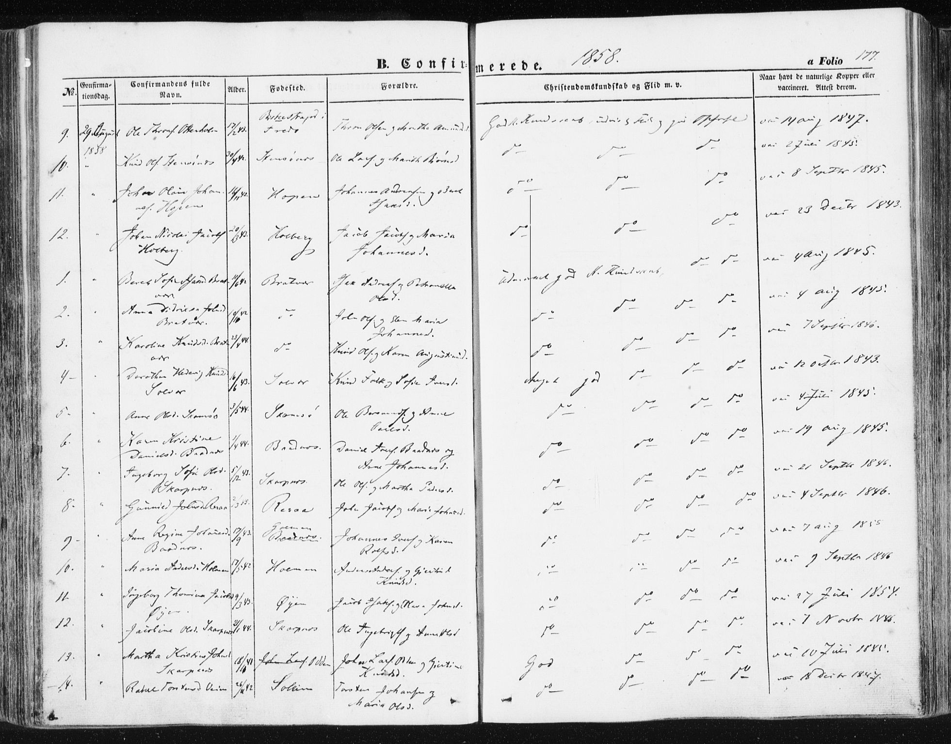 Ministerialprotokoller, klokkerbøker og fødselsregistre - Møre og Romsdal, AV/SAT-A-1454/581/L0937: Parish register (official) no. 581A05, 1853-1872, p. 177