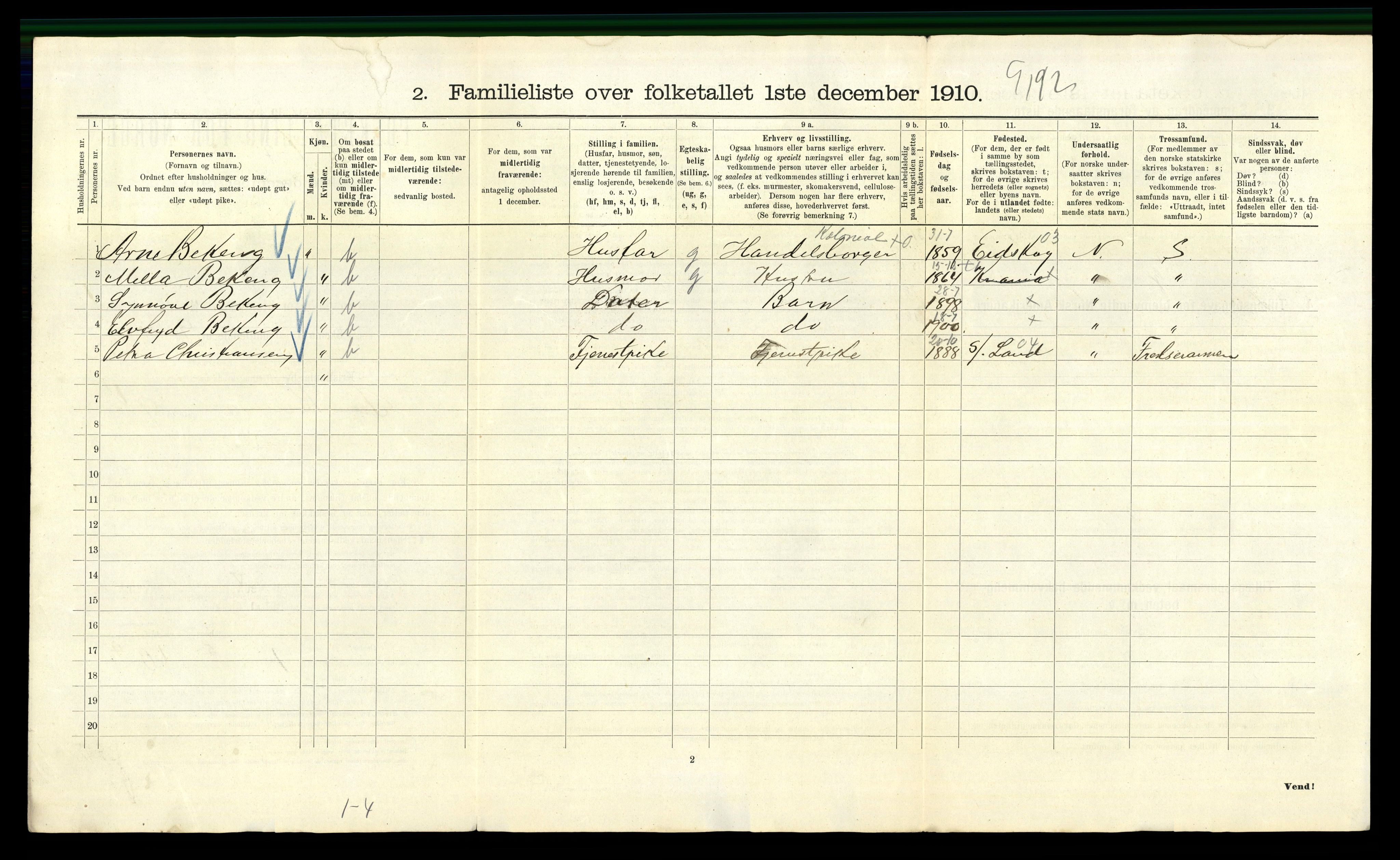 RA, 1910 census for Kristiania, 1910, p. 100580