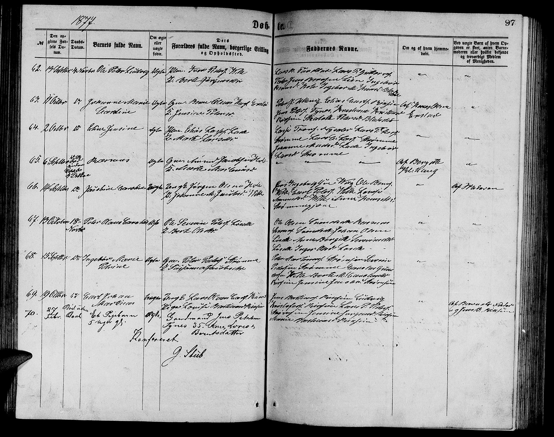 Ministerialprotokoller, klokkerbøker og fødselsregistre - Møre og Romsdal, AV/SAT-A-1454/523/L0338: Parish register (copy) no. 523C01, 1865-1877, p. 97