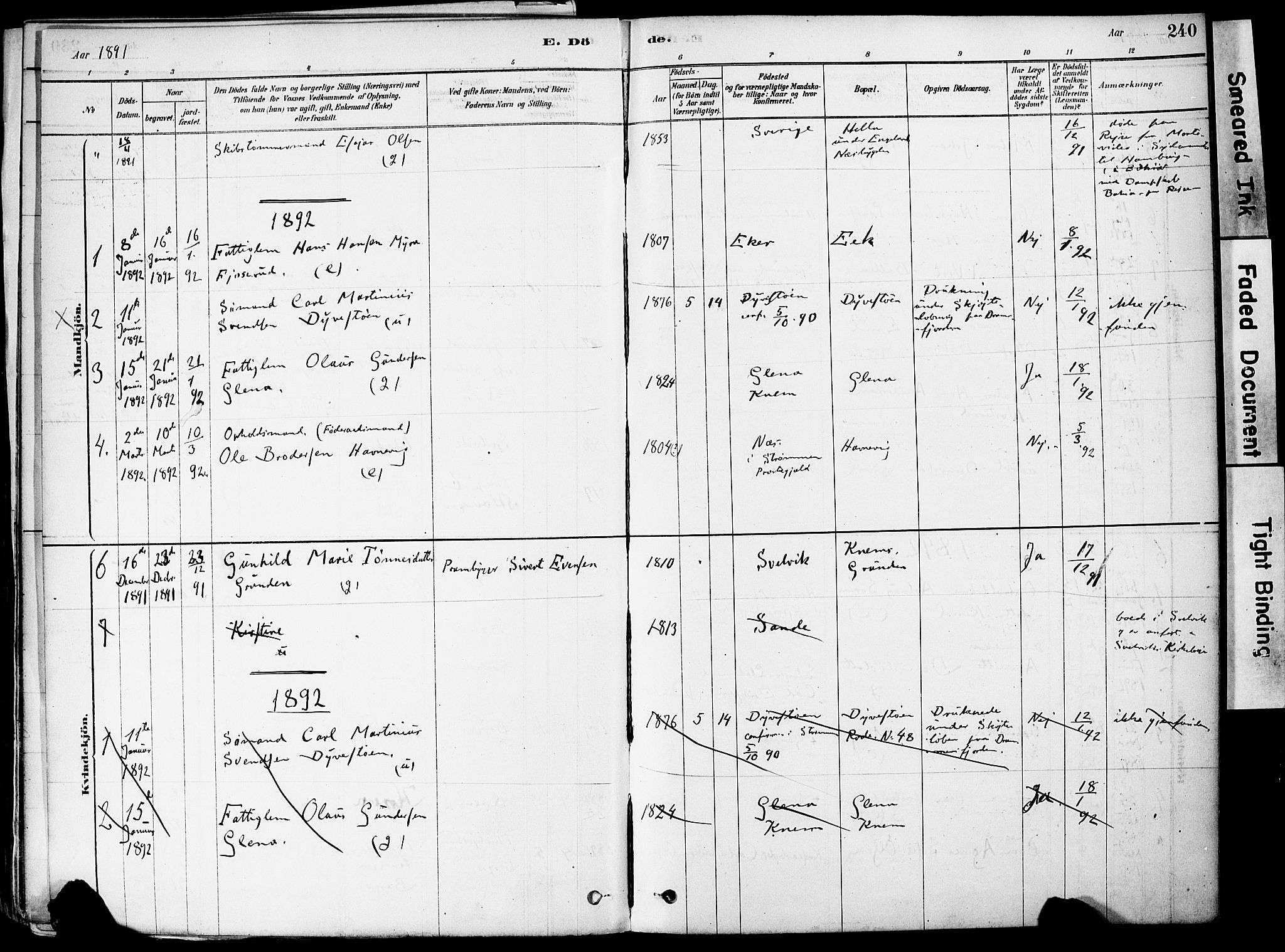 Strømm kirkebøker, AV/SAKO-A-322/F/Fa/L0004: Parish register (official) no. I 4, 1878-1899, p. 240