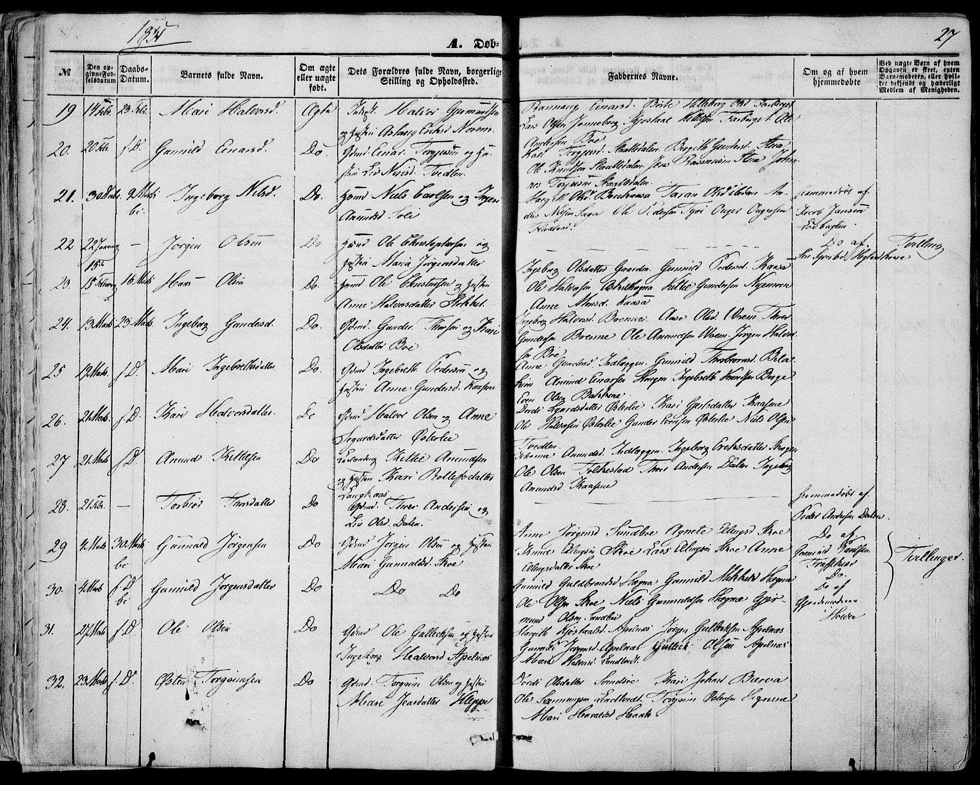 Bø kirkebøker, SAKO/A-257/F/Fa/L0008: Parish register (official) no. 8, 1849-1861, p. 27