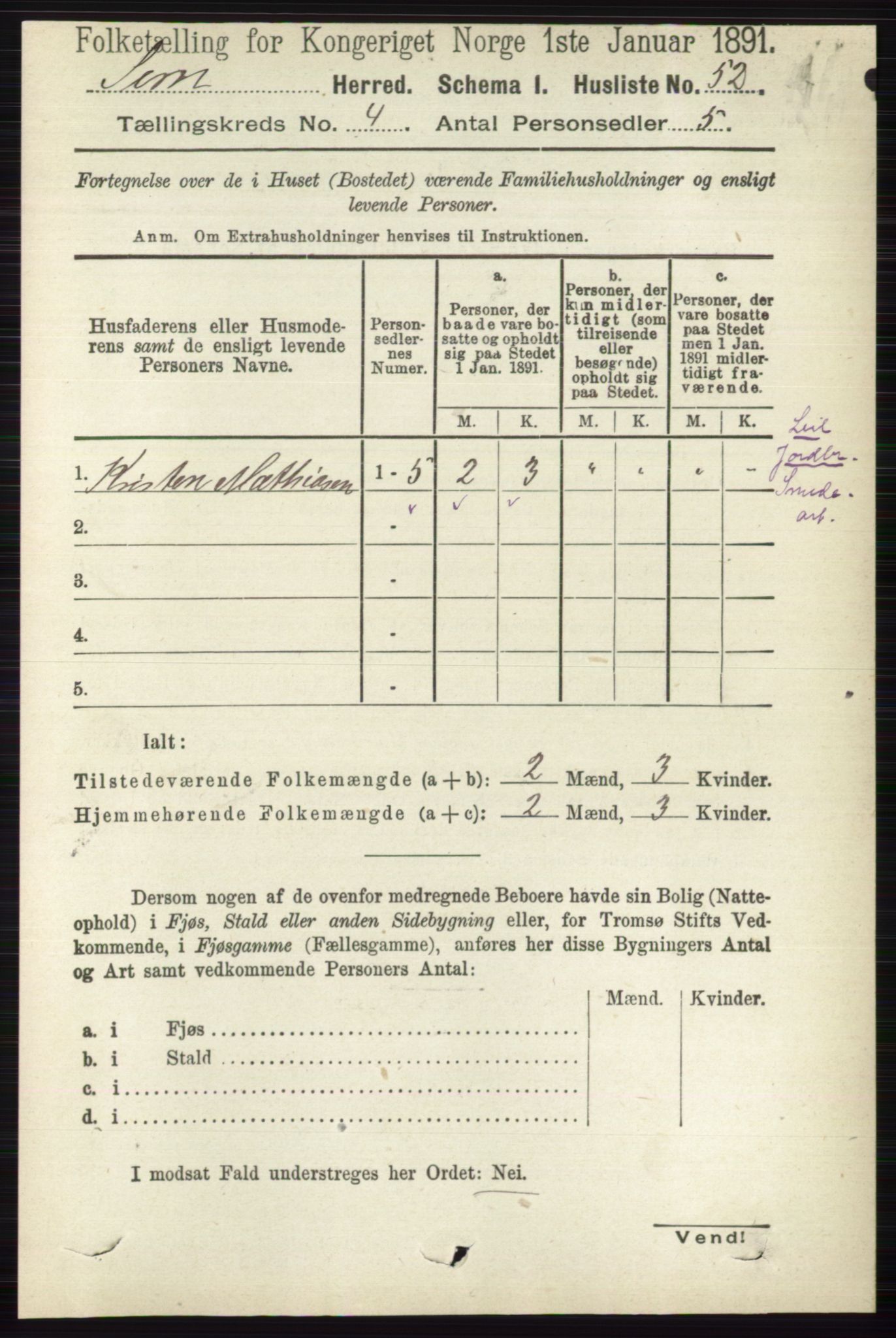 RA, 1891 census for 0721 Sem, 1891, p. 1531