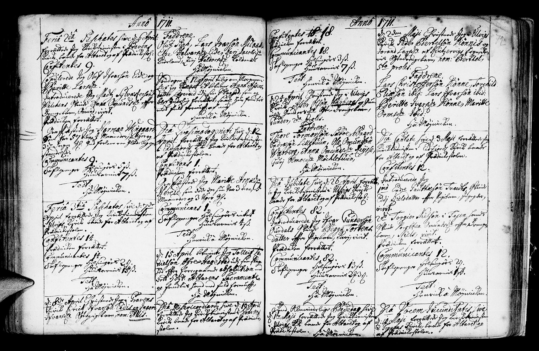 Ulvik sokneprestembete, SAB/A-78801/H/Haa: Parish register (official) no.  A 3, 1706-1715, p. 72