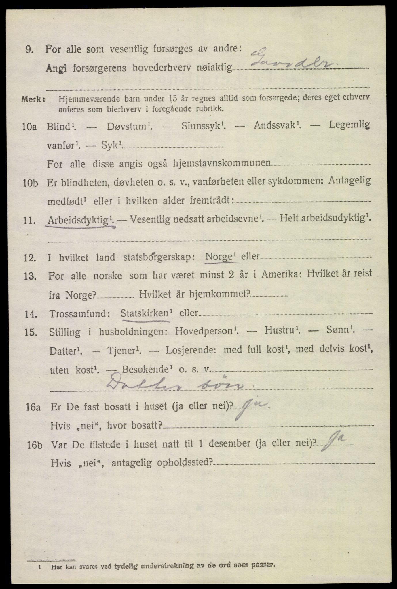 SAH, 1920 census for Dovre, 1920, p. 4535